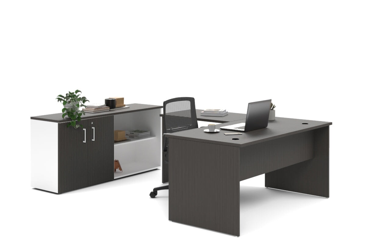 L-Shaped Executive Desk with Uniform Panel & White Carcass - 1600L x 1600W - Perfect for Home Office, Corporate Workspace & Modern Office Decor
