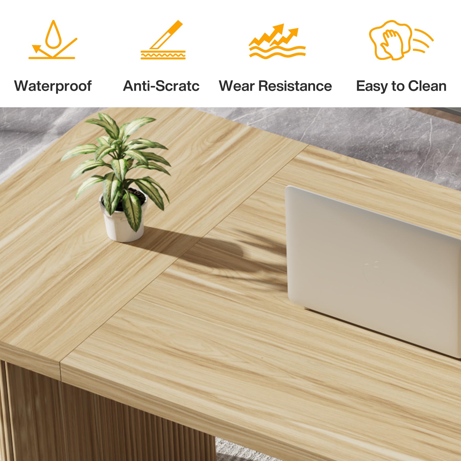 Tribesigns 62 Inch Executive Office Desk - Large Computer Desk with Double Pedestal Drawers, Modern Minimalist Natural Wood Top Rectangle Writing Desk for Home Office & Study Room (Natural Wood Finish) - Perfect for Remote Work, Gaming Setup & Home Office Organization
