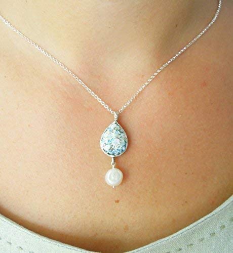 Antique Roman Glass Pearl Necklace with Sterling Silver Pendant - Elegant Vintage Jewelry for Weddings, Anniversaries & Special Occasions