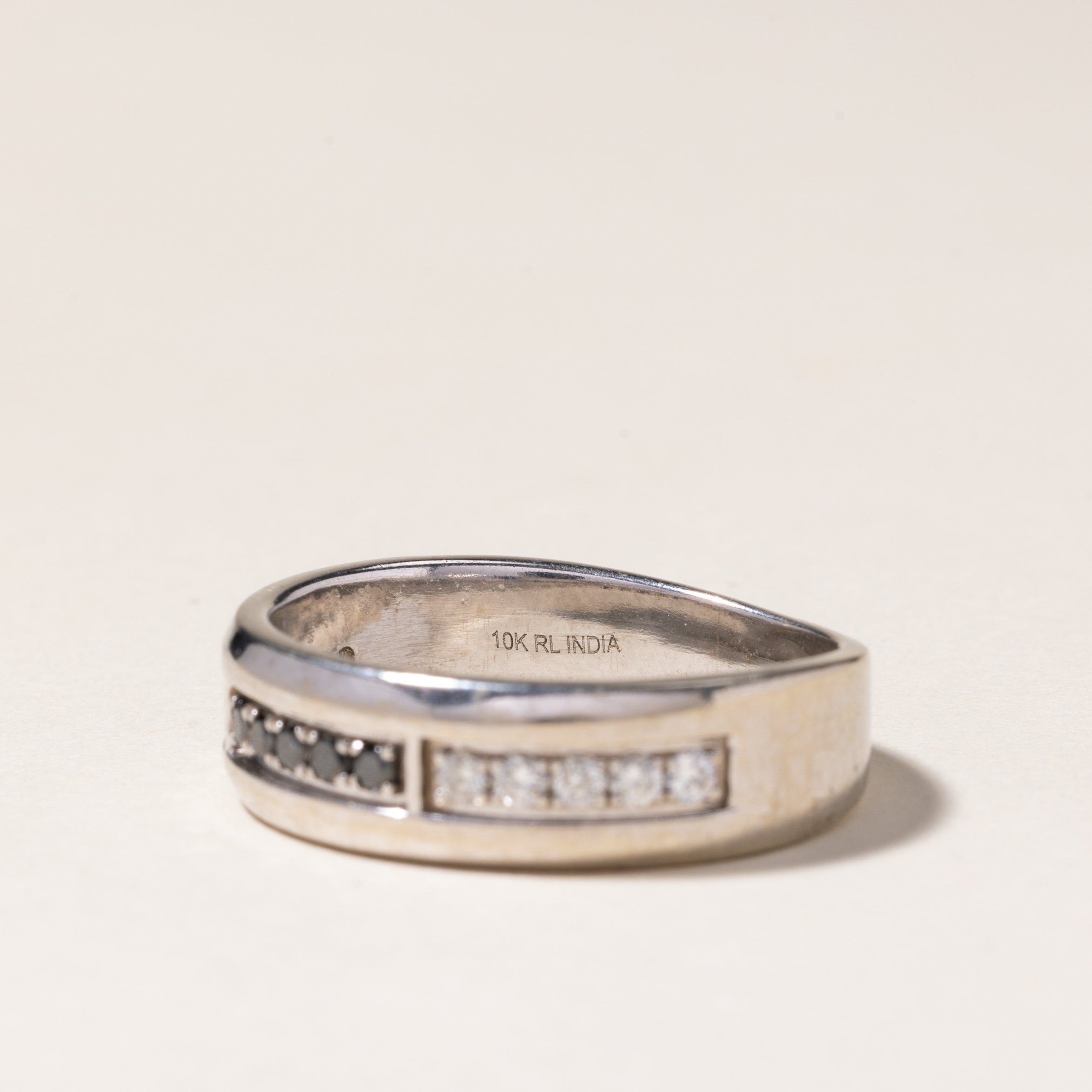 Black & White Diamond Ring for Women | 0.30ctw Total Weight | 0.125ctw Center Stone | Size 9.75 | Elegant Wedding Band, Anniversary Gift, or Everyday Luxury Jewelry