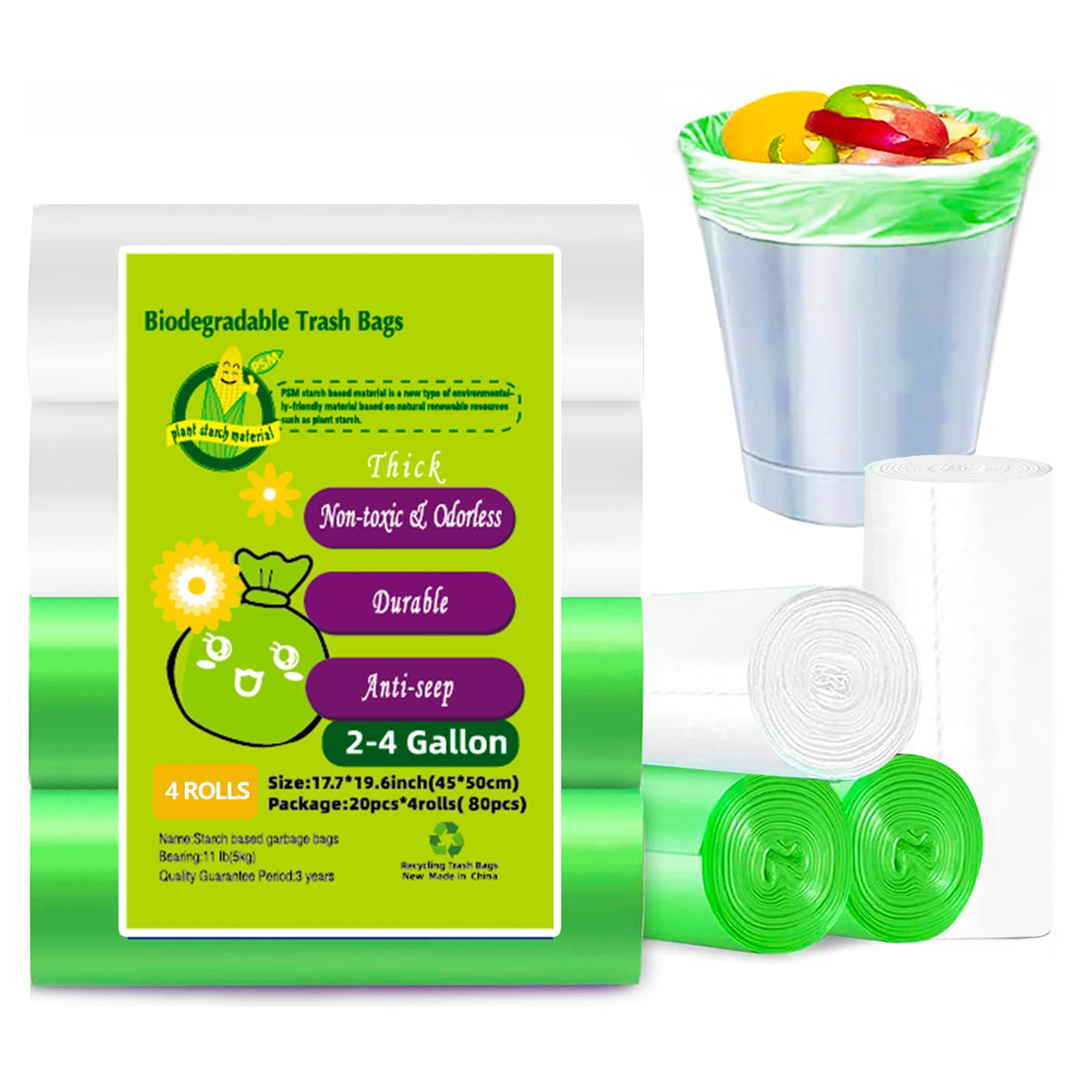 2.6 Gallon Trash Bags 80 Count - Heavy Duty Small Garbage Bags, Ultra Thick Trash Can Liners for Bathroom, Kitchen, Bedroom & Office - Perfect for Waste Bins, Diaper Pails & Small Trash Cans