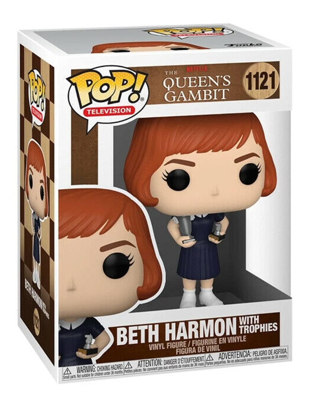 The Queen's Gambit Beth Harmon with Trophies Pop #1121 Vinyl Figure - Official Pop TV Collectible (Includes EcoTek Display Box Protector) - Perfect for Anime Fans, Chess Lovers & Home Decor