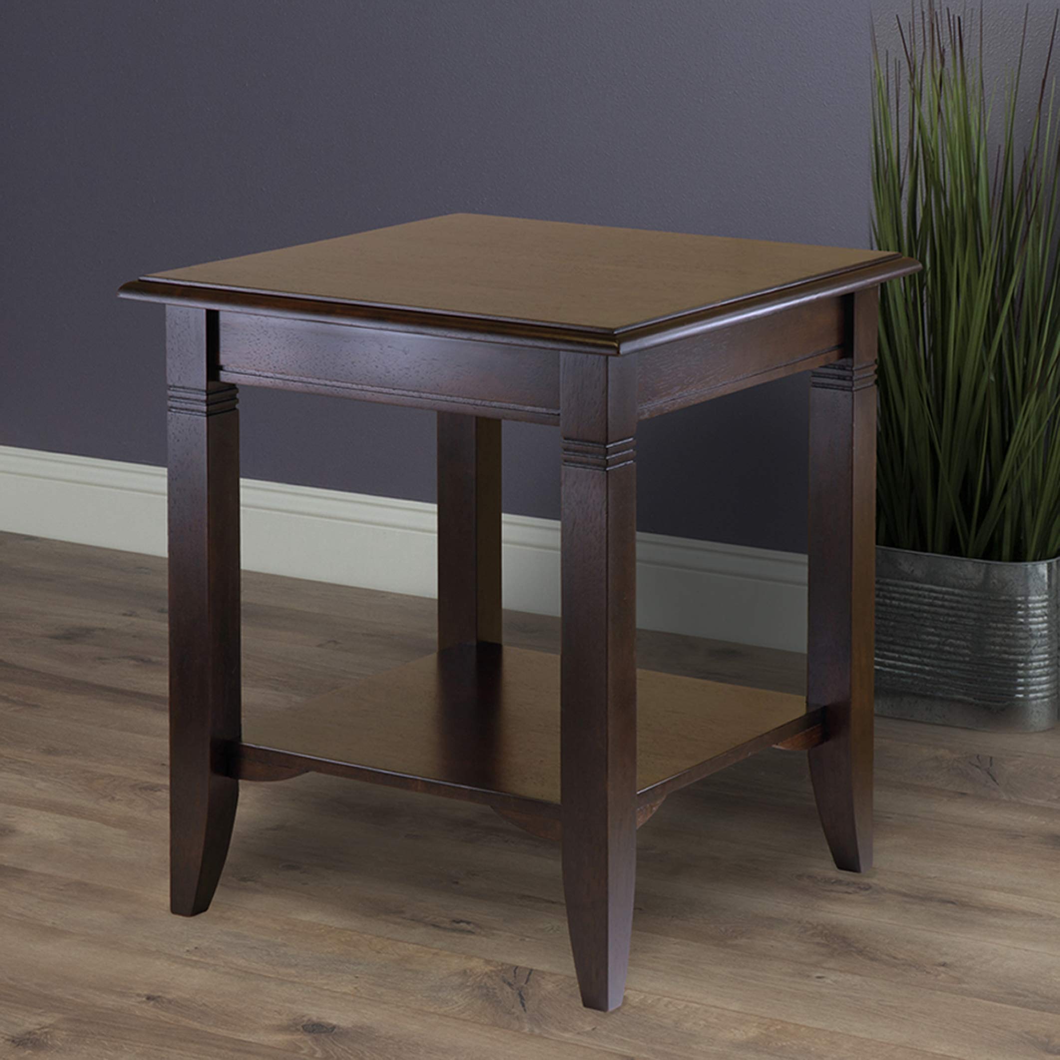 Winsome Nolan End Table - Modern Side Table for Living Room, Bedroom, Office - Cappuccino Finish - Perfect for Holding Lamps, Books & Decor