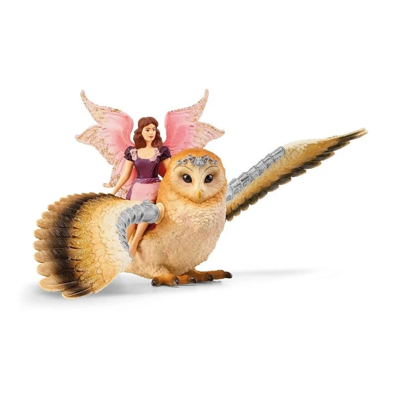 Fairy in Flight on Glam Owl - Whimsical Fairy Garden Decor for Outdoor & Indoor Use - Perfect for Fairy Gardens, Home Decor, and Gift Giving