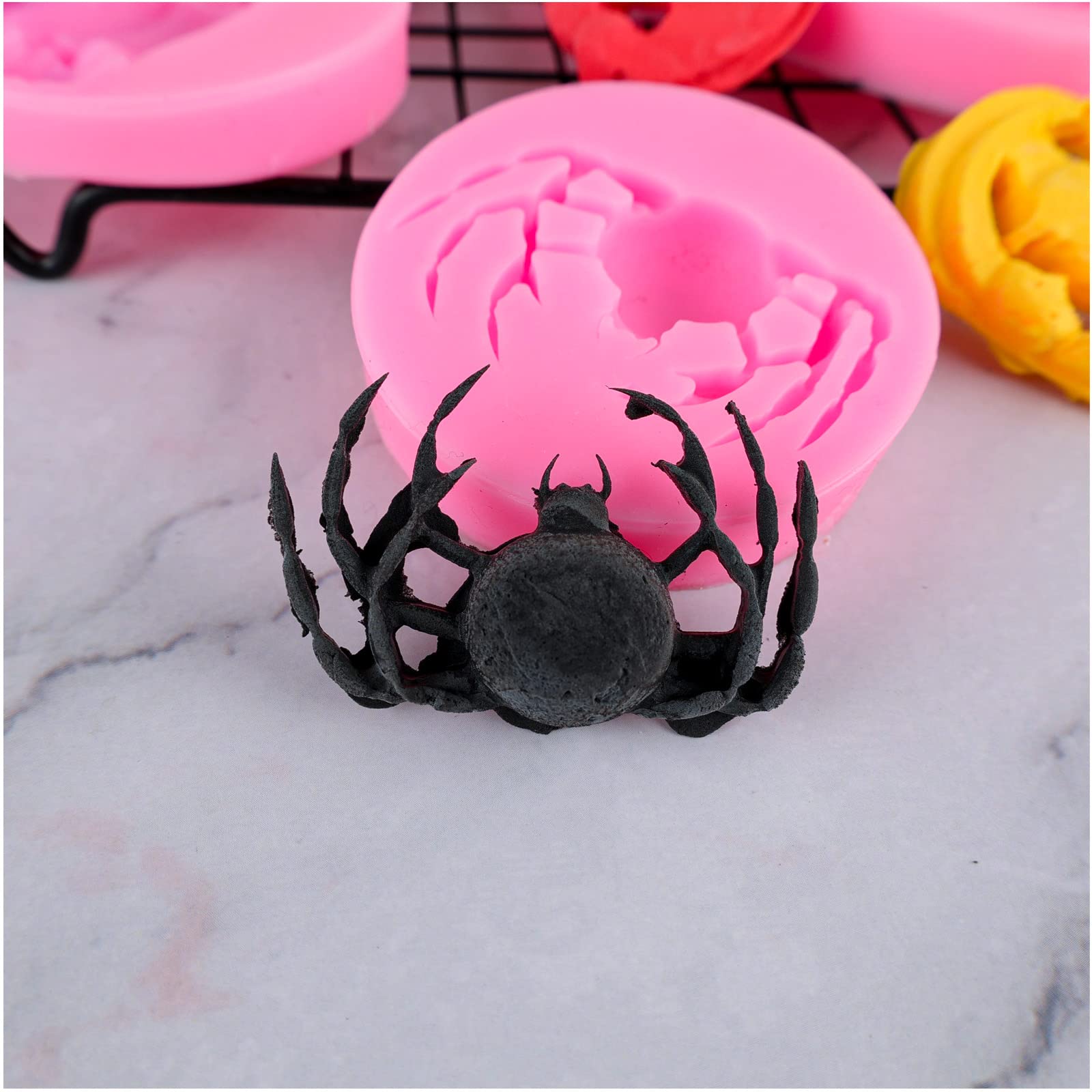 Halloween Silicone Molds for Fondant, Chocolate, Candy & Soap Making - Pumpkin, Ghost & Bat Shapes - Perfect for Cake Decorating, Cupcake Toppers & DIY Halloween Treats
