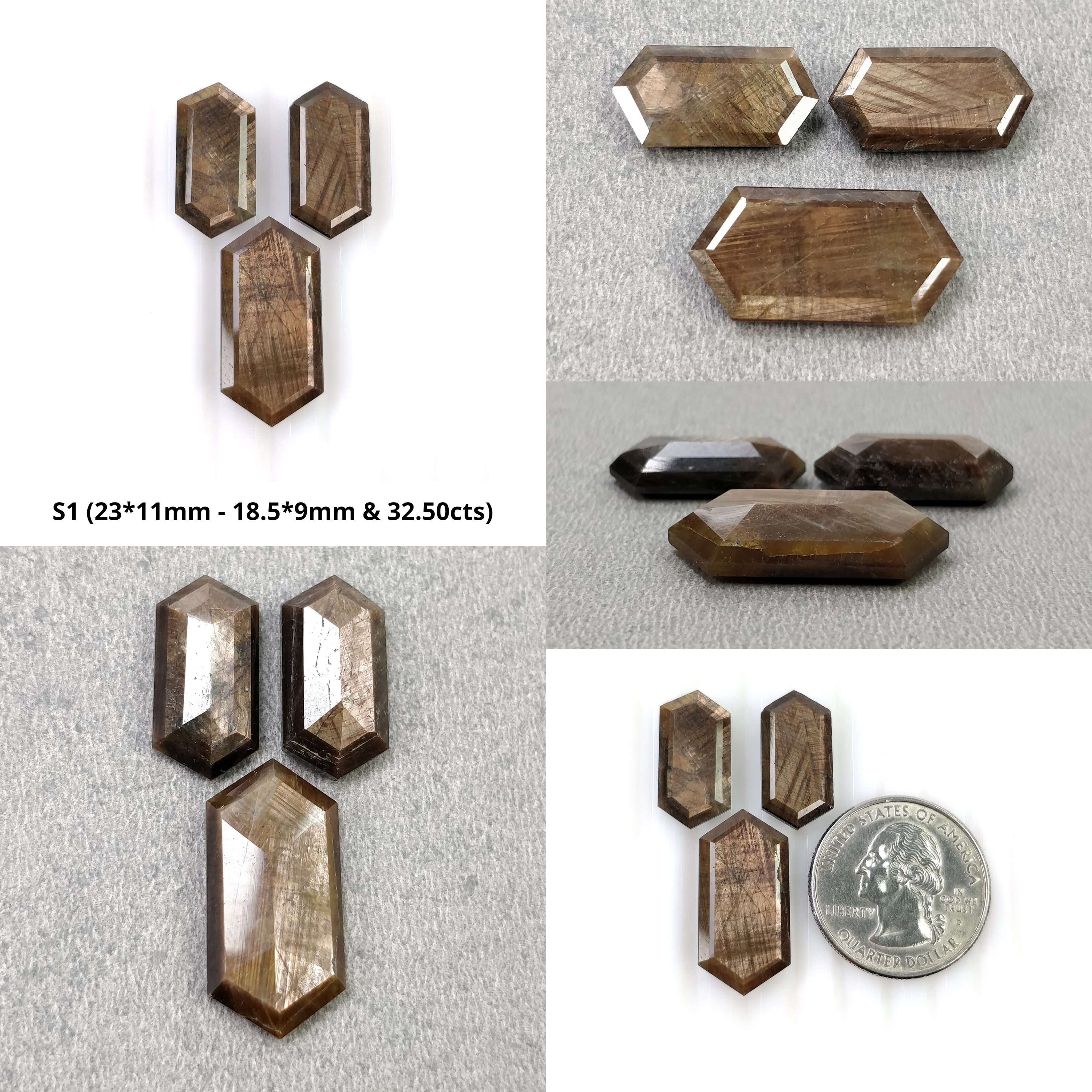 Natural Untreated Golden Brown Chocolate Sapphire Gemstone - Hexagon Shape Normal Cut (3pcs) | Jewelry Making, Engagement Rings & Unique Gift Ideas