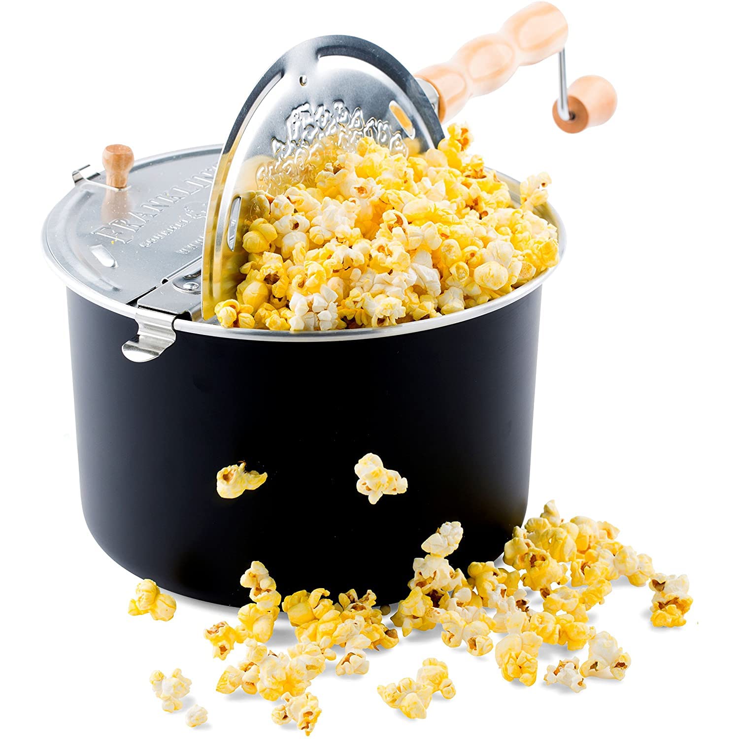 Franklin's 6-Quart Stovepop Popcorn Maker - Healthy Homemade Movie Theater Popcorn Popper with Free Organic Popcorn Kit - Perfect for Family Movie Nights, Parties & Snack Time