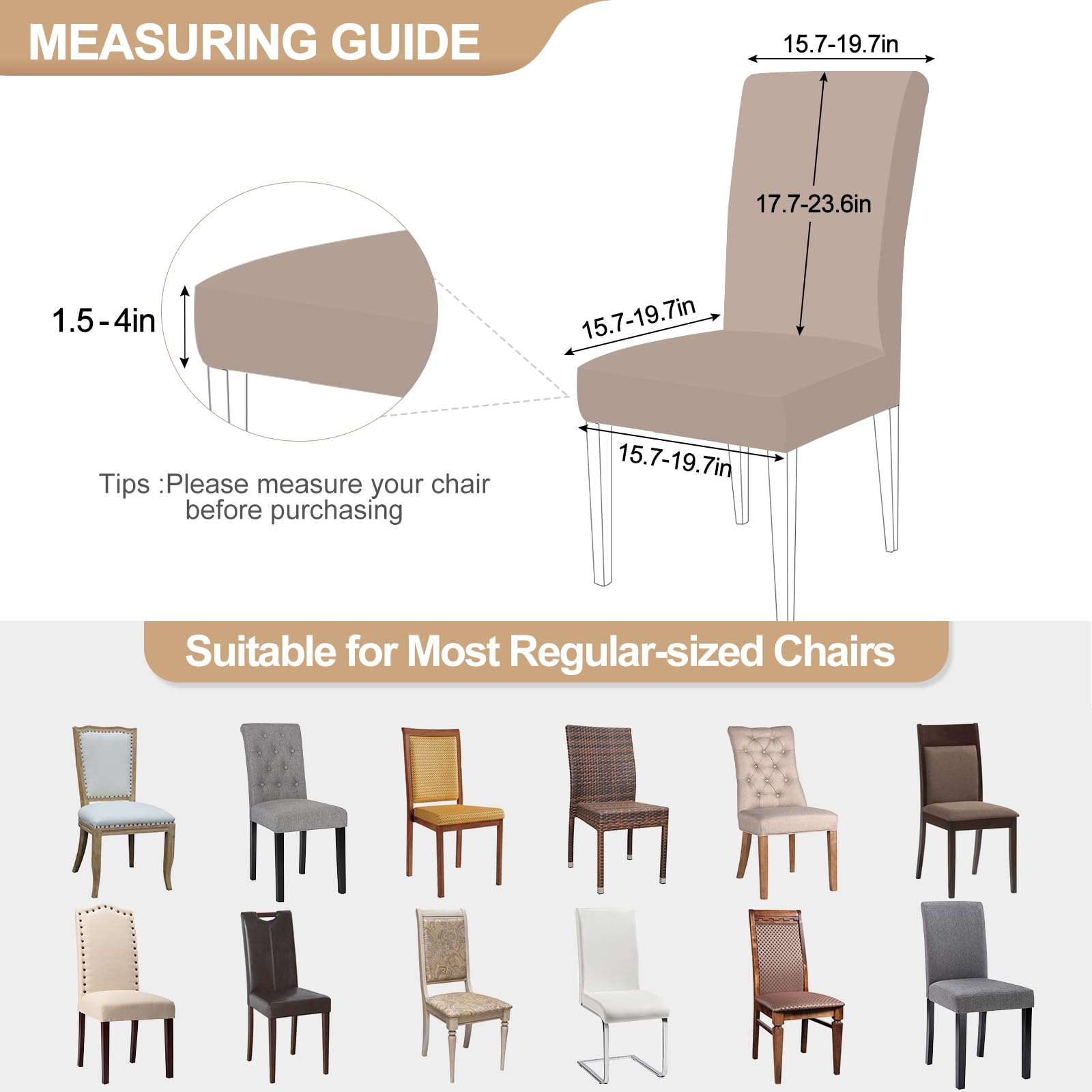 Stretch Geometric Parsons Chair Slipcovers Set of 2 - Washable Spandex Dining Chair Covers for Kitchen, Restaurant, Wedding & Home Decor (Gray + White) | Perfect for Dining Rooms, Hotels & Special Events