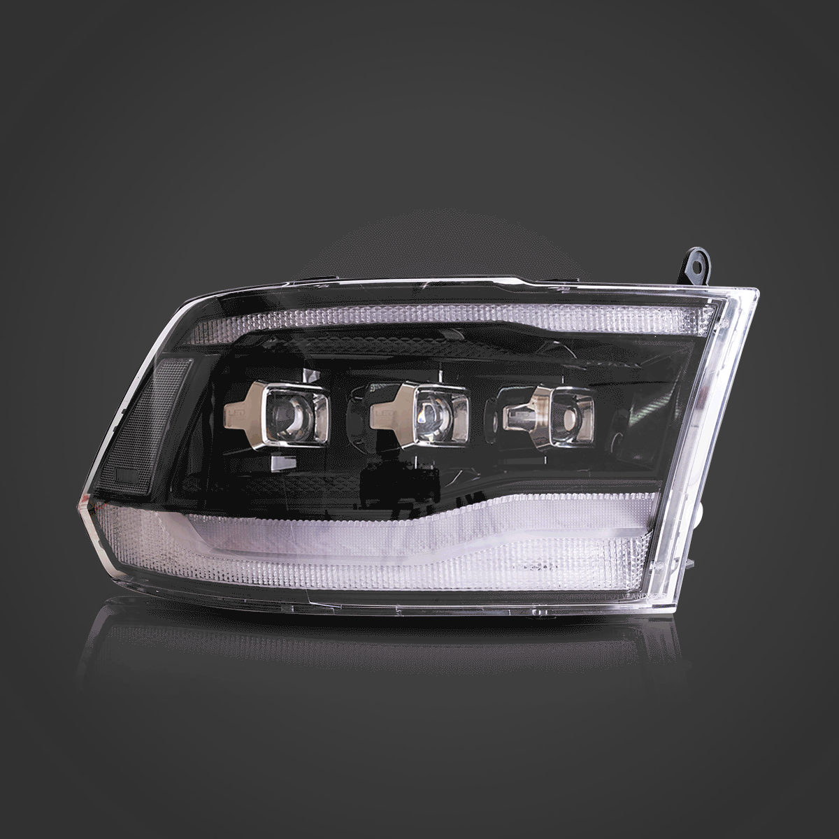 LED Headlight Assembly with Matrix Projector - Black - Compatible with 2009-2018 Dodge Ram 4th Gen 1500/2500/3500 - Upgrade Your Truck's Lighting for Night Driving & Off-Road Adventures
