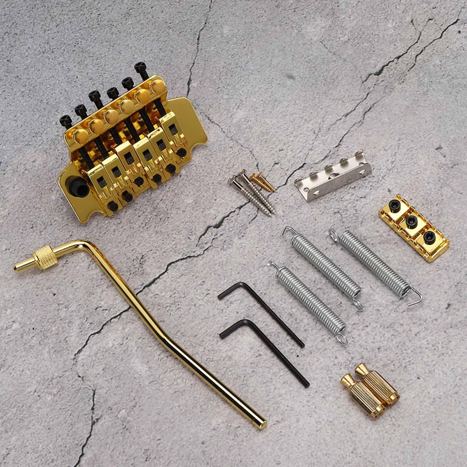 Double Locking Tremolo Bridge System for ST Electric Guitar - Gold | High Stability & Precision Tuning | Perfect for Rock, Metal & Live Performances