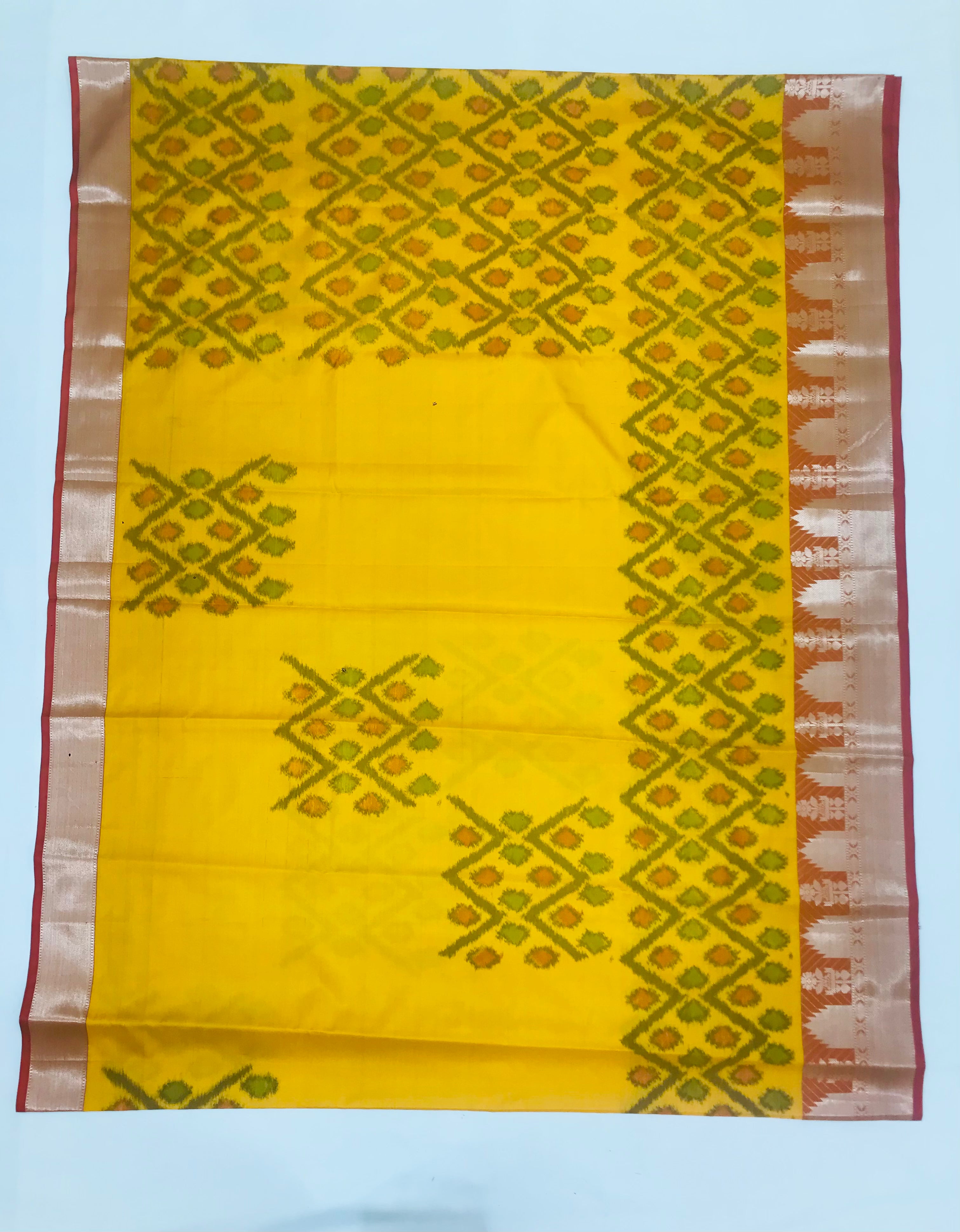 Elegant Pure Kanchipuram Soft Silk Saree for Women in Vibrant Yellow | Perfect for Weddings, Festivals & Special Occasions