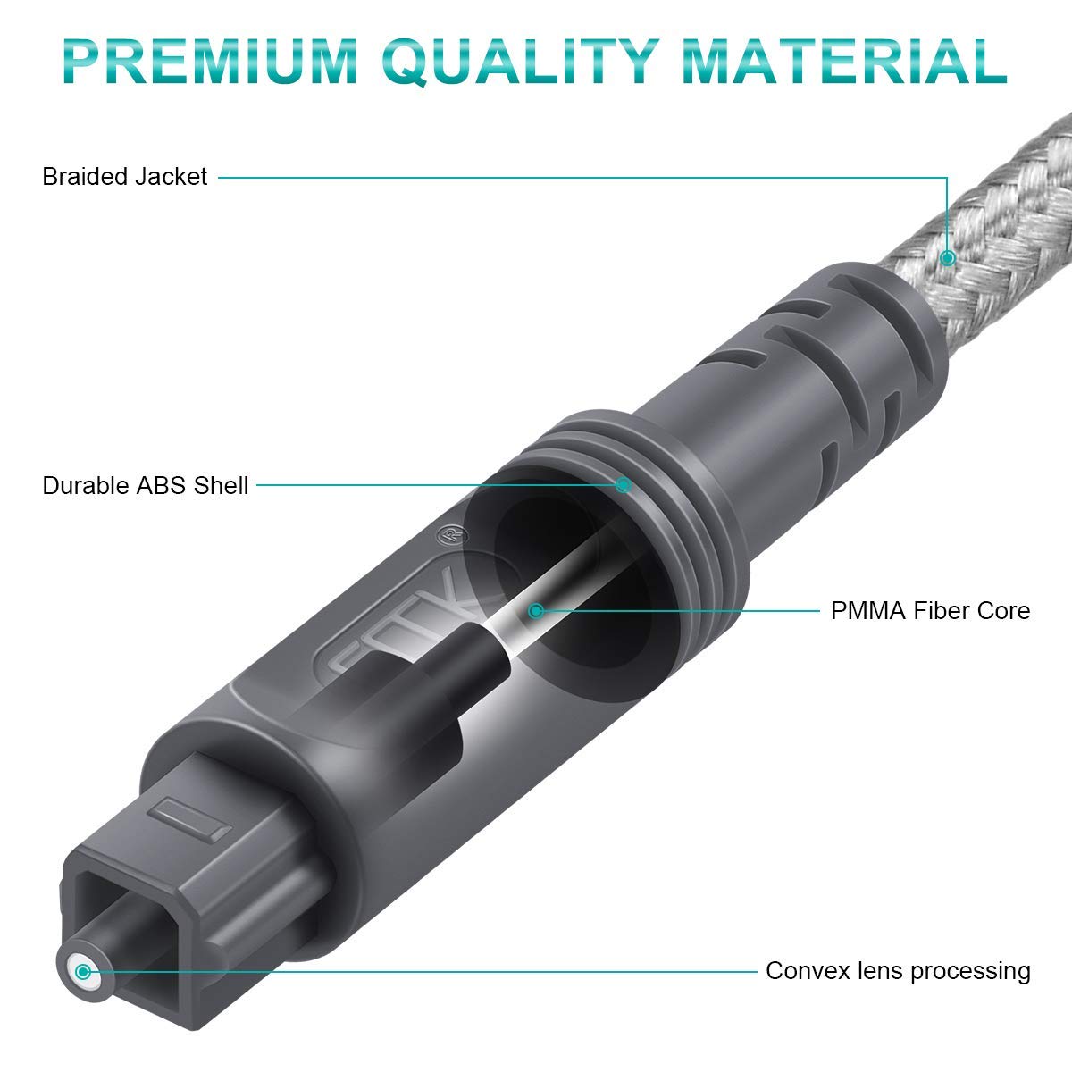 Premium EMK Toslink Optical Digital Audio Cable - 8M High-Speed Fiber Optic Cord with Cotton Braided Sleeve for Home Theater, Soundbar, TV, PS4, Xbox | Durable & Flexible for Crystal Clear Audio Transmission | Perfect for Gaming, Movie Nights & Hi-Fi Systems