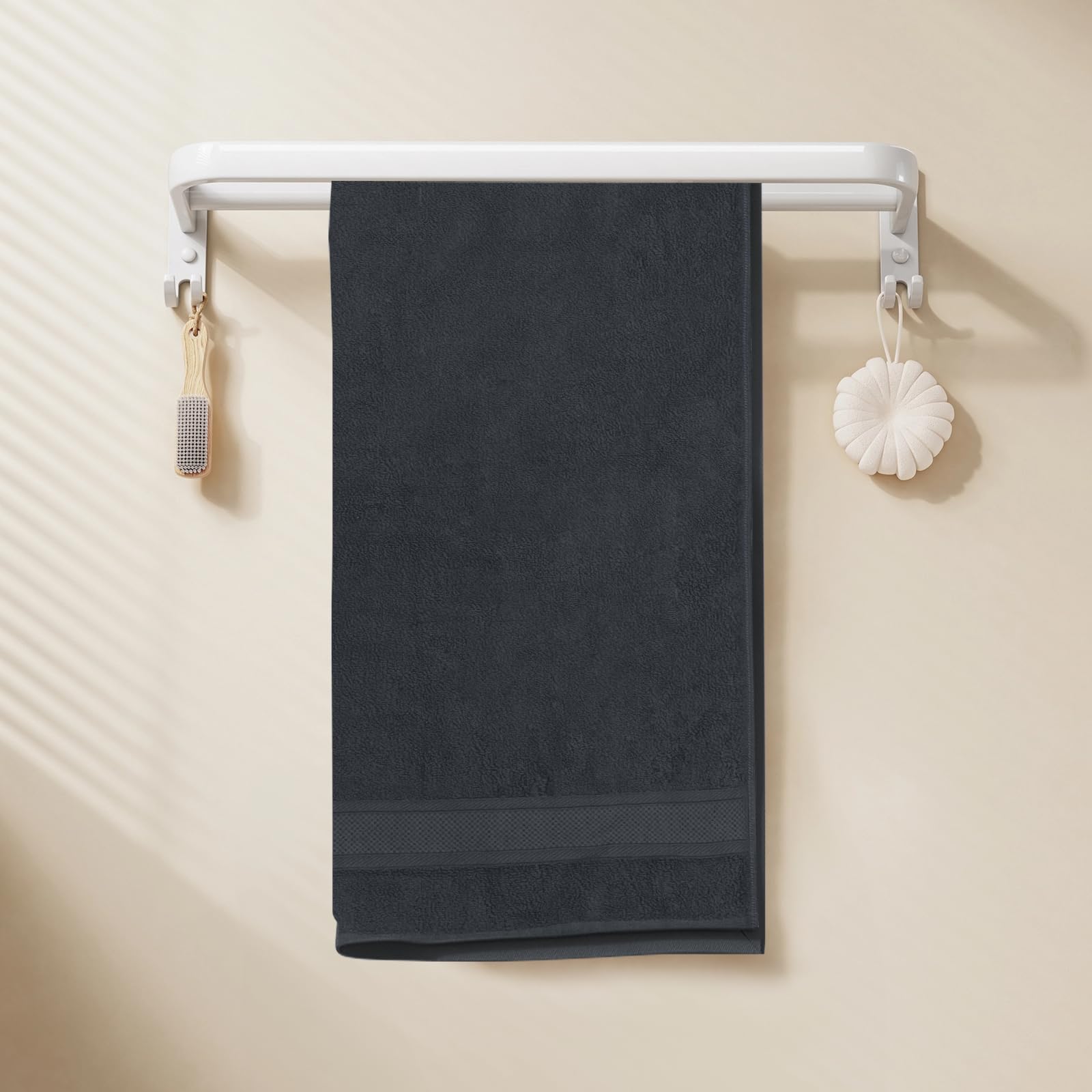 Magshion Extra Large Cotton Bath Towel Set of 2 - Oversized Quick-Dry Bath Sheets for Adults, Soft & Absorbent, Black - Perfect for Spa, Beach & Luxury Bathroom Use
