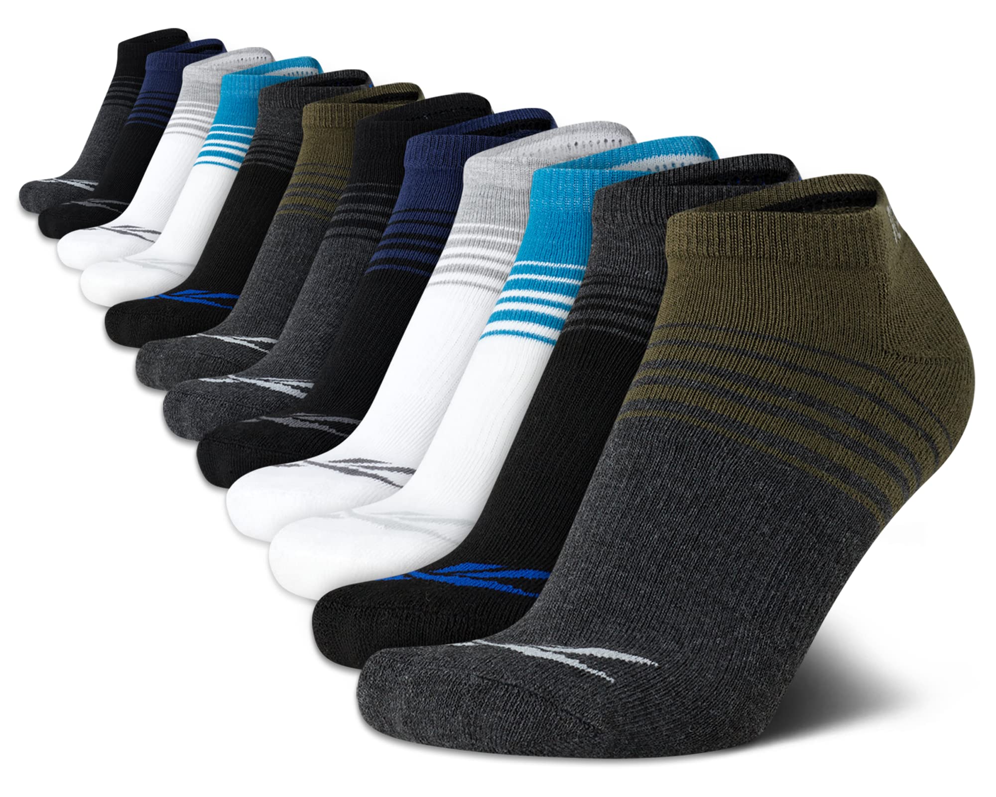 Reebok Boys' Athletic Low Cut Ankle Socks - 12 Pack Breathable Cotton Sports Socks for Running, Basketball & Everyday Wear