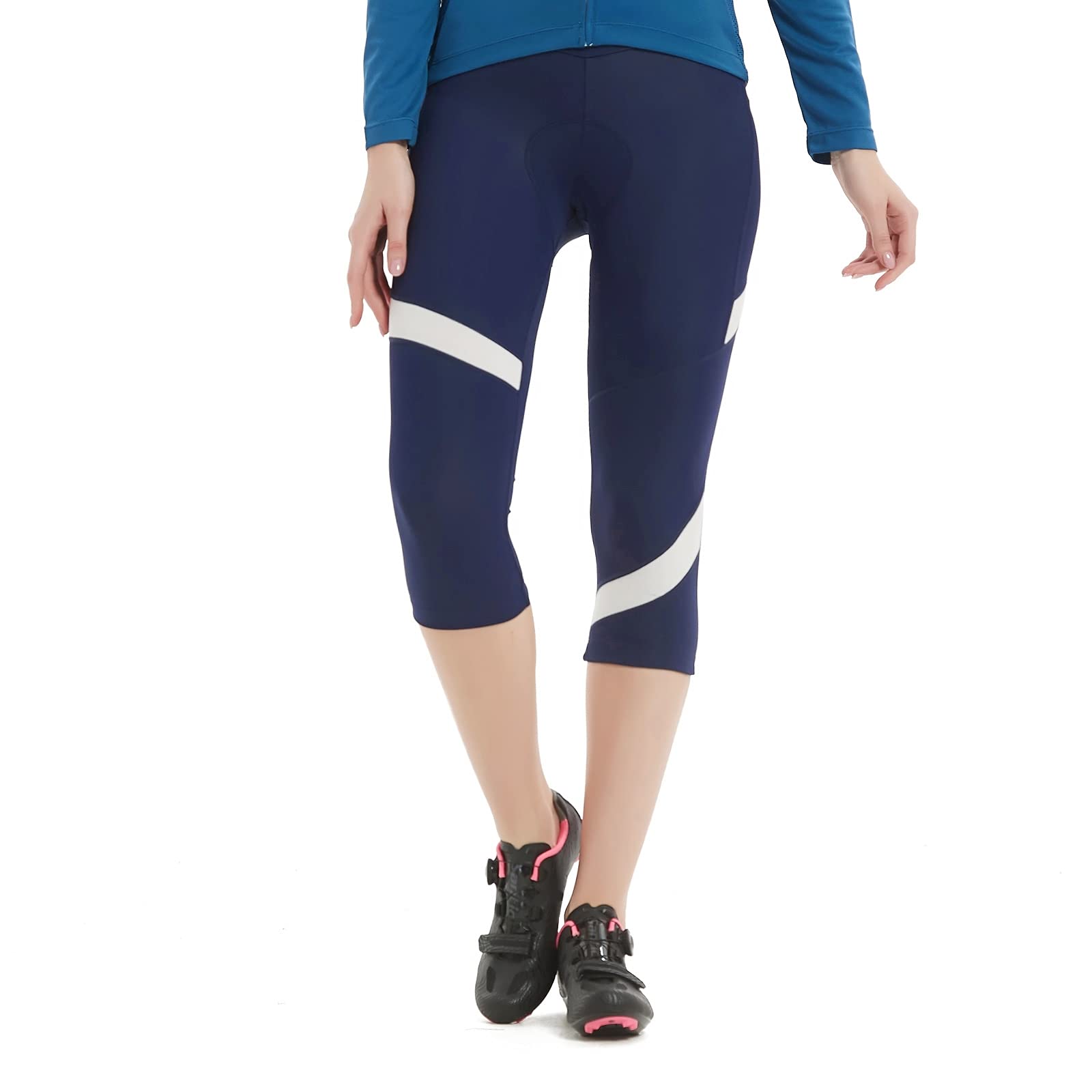 Santic Women's 4D Padded Cycling Capris - Breathable 3/4 Bike Shorts with Comfortable Biking Tights for Road & Mountain Biking | Perfect for Commuting, Spinning Classes & Outdoor Workouts