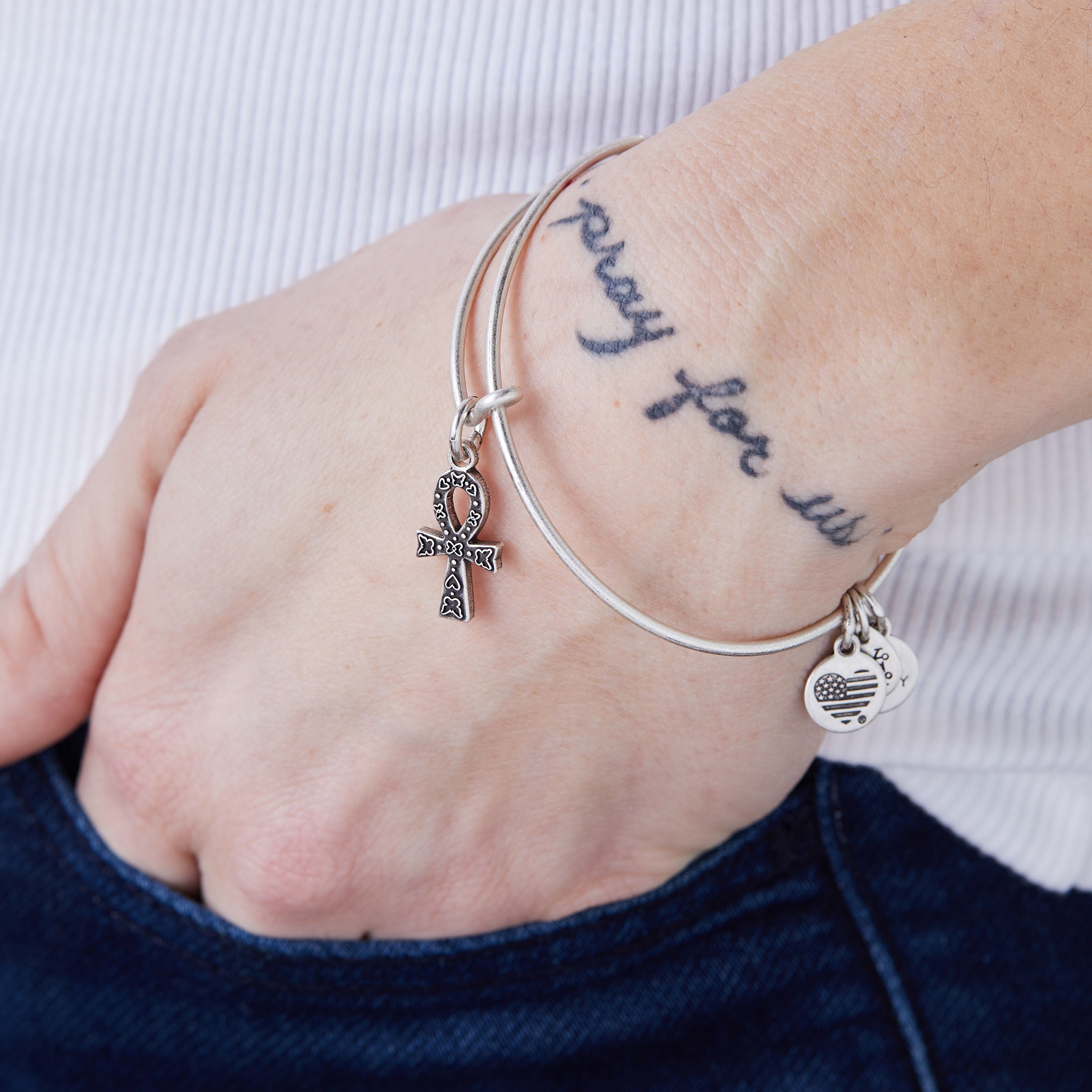 Ankh Charm Bangle Bracelet - Egyptian Symbol of Life Jewelry - Perfect for Spiritual Protection, Boho Fashion & Gift Giving