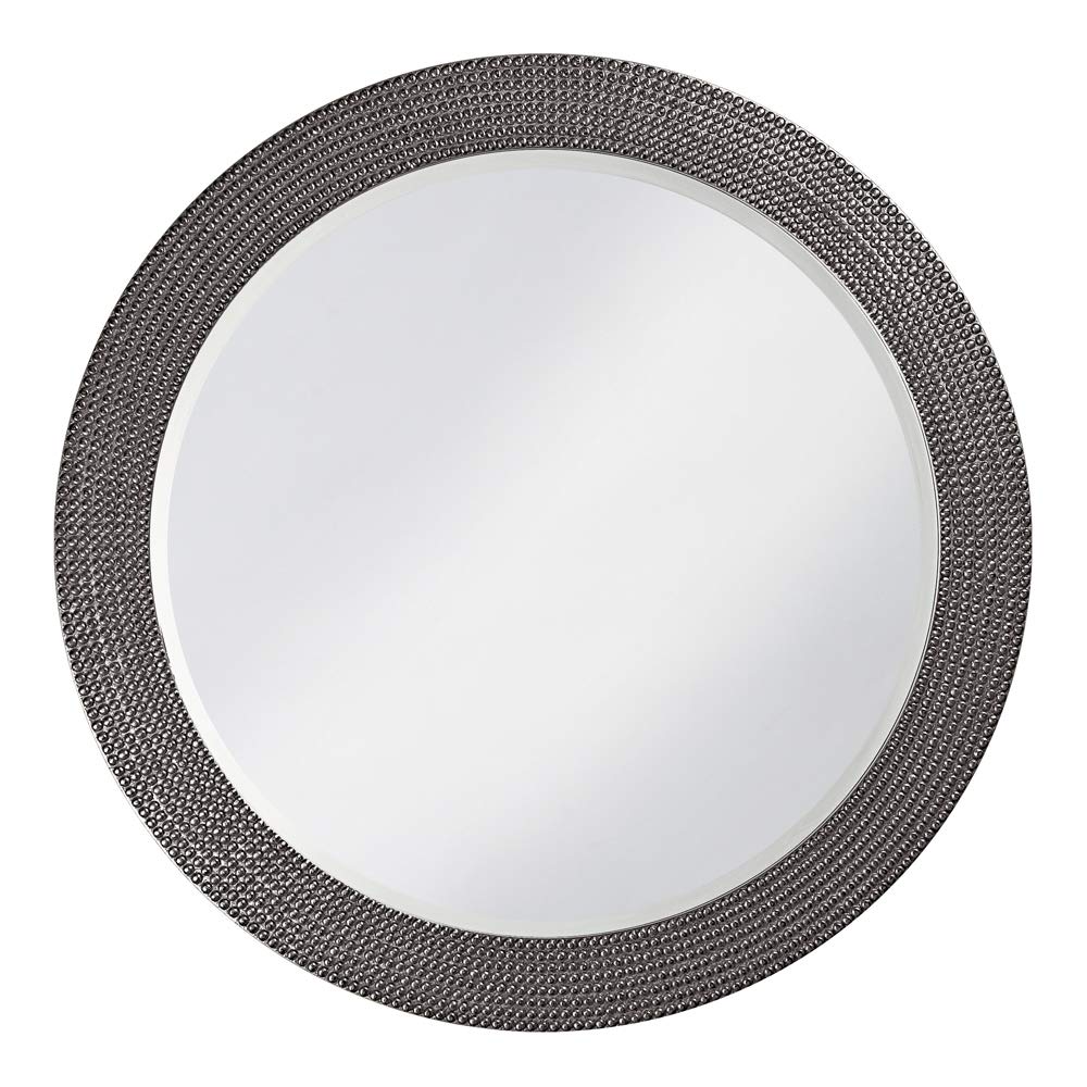 Howard Elliott Lancelot 42 Inch Round Wall Mirror with Bevelled Edge - Elegant Resin Framed Hanging Mirror for Home Decor, Living Room, Bathroom, Bedroom, or Hallway - Perfect for Vanity, Entryway, and Decorative Wall Accent