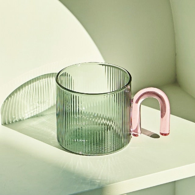 Vintage Ripple Glass Mug - 12oz Retro Design Coffee Cup for Home, Office & Gifts - Perfect for Hot & Cold Beverages, Smoothies & Cocktails
