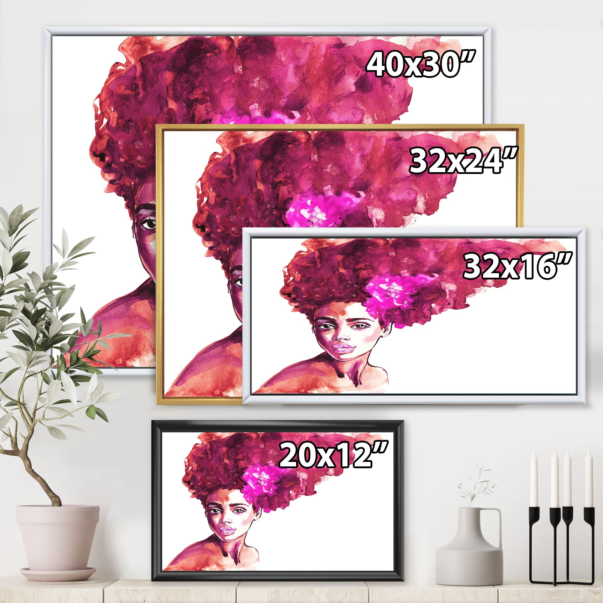 African American Woman Portrait VI - Modern Framed Canvas Wall Art Print for Living Room, Bedroom & Office Decor