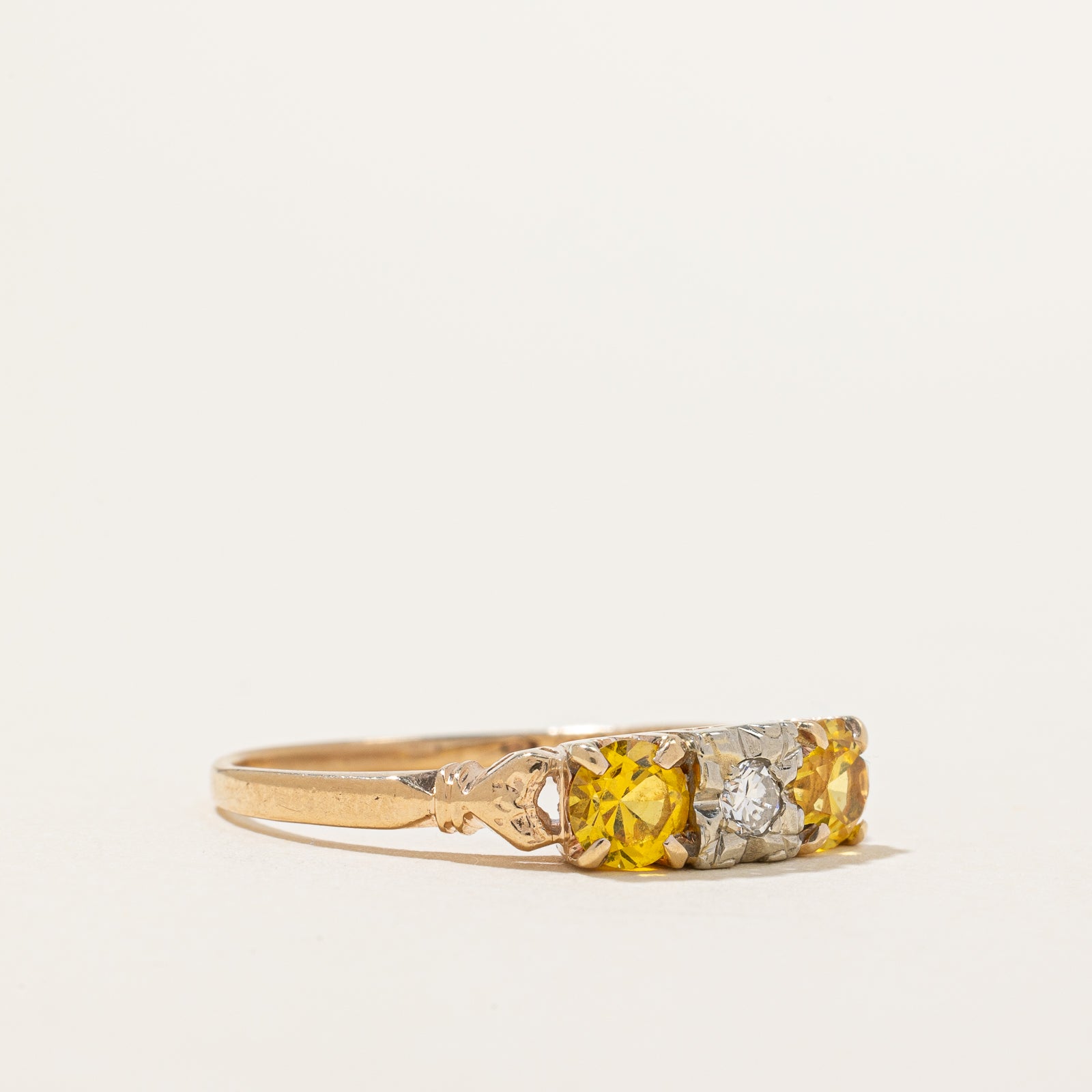 Exquisite 0.78ctw Synthetic Yellow Sapphire & 0.07ctw Illusion Set Diamond Ring - Size 7.5 | Elegant Jewelry for Engagement, Anniversary & Special Occasions