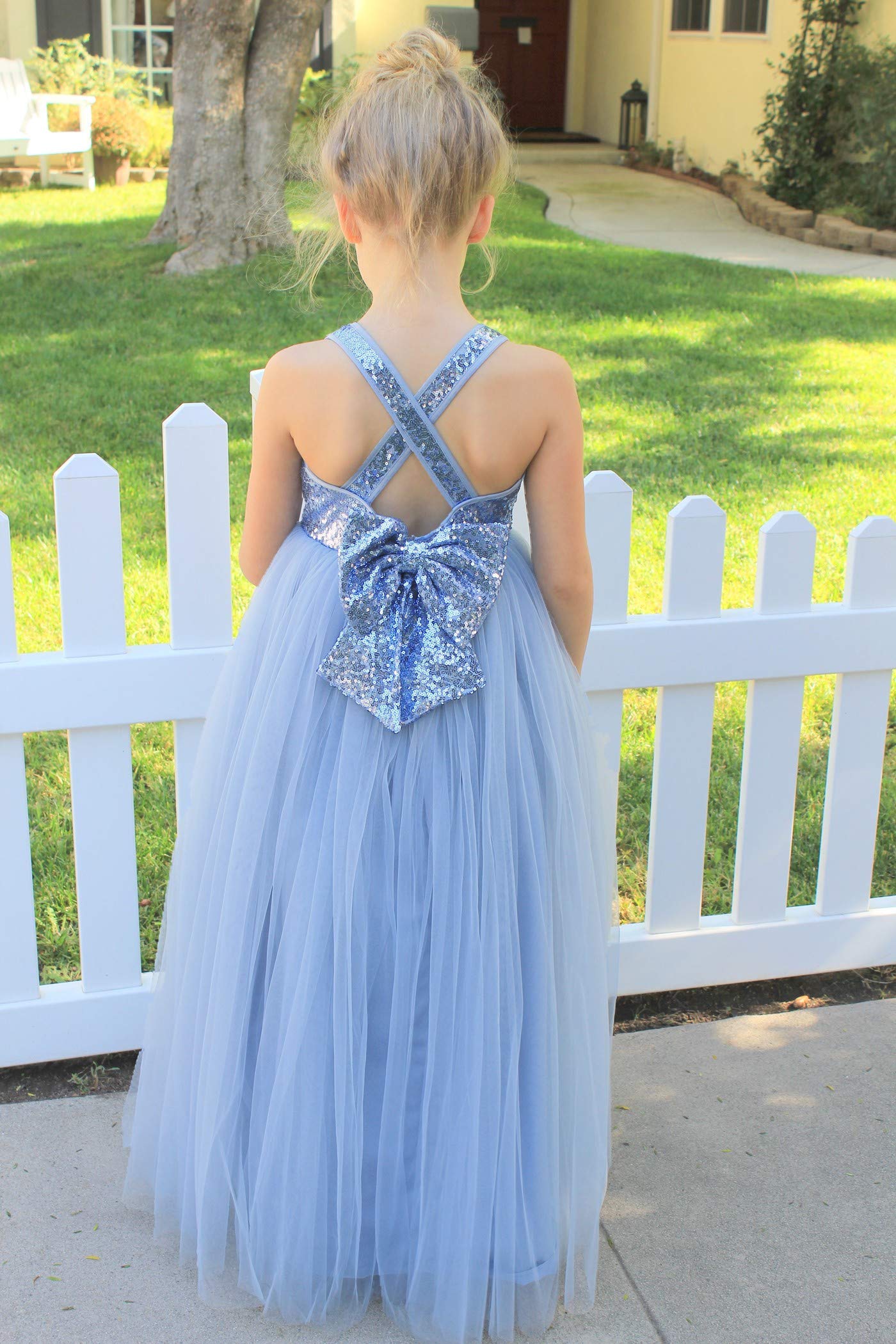 ekidsbridal Crossed Straps A-Line Toddler Flower Girl Dresses for Weddings & Pageants - Soft Tulle Princess Gown for Special Occasions, Birthday Parties & Photoshoots