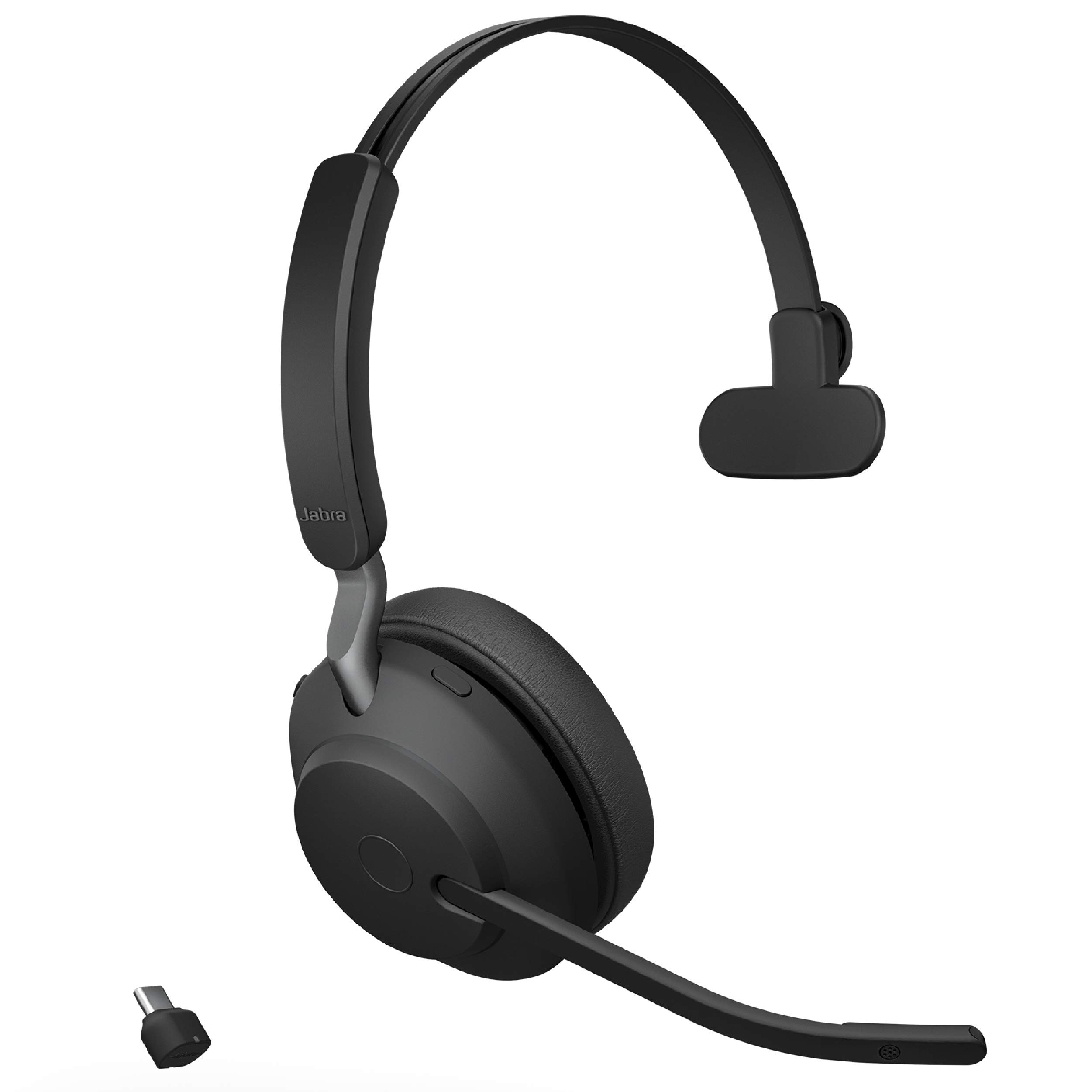 Jabra Evolve2 65 UC Wireless Mono Headset with Link380c (Black) – Bluetooth Headphones for Calls & Music | 37-Hour Battery Life | Passive Noise Cancelling | Ideal for Office, Remote Work & Video Conferencing
