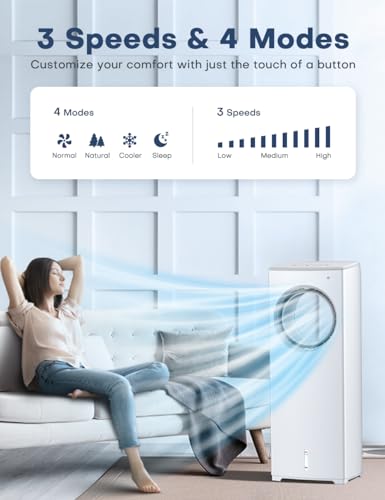 BALKO 1901R 0000/6101 Portable Evaporative Air Cooler with 3 Speeds - Quiet Cooling Fan for Home, Office, Bedroom - Energy Efficient & Eco-Friendly (Gray) - Perfect for Summer, Dry Climates & Indoor Spaces