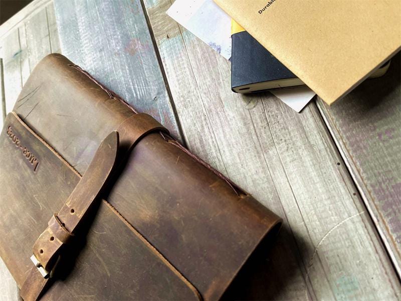 Vintage Distressed Brown Leather Journal with Buckle Closure - Perfect for Travel, Writing & Gift Giving