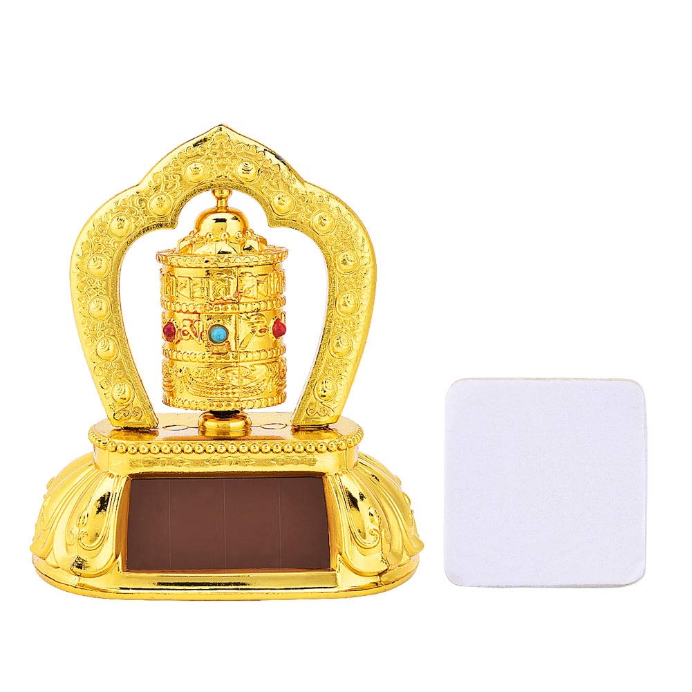 Solar Powered Tibetan Buddhist Prayer Wheel - Car Interior Decor & Spiritual Meditation Accessory | Perfect for Mindful Driving, Home Altar, and Meditation Spaces