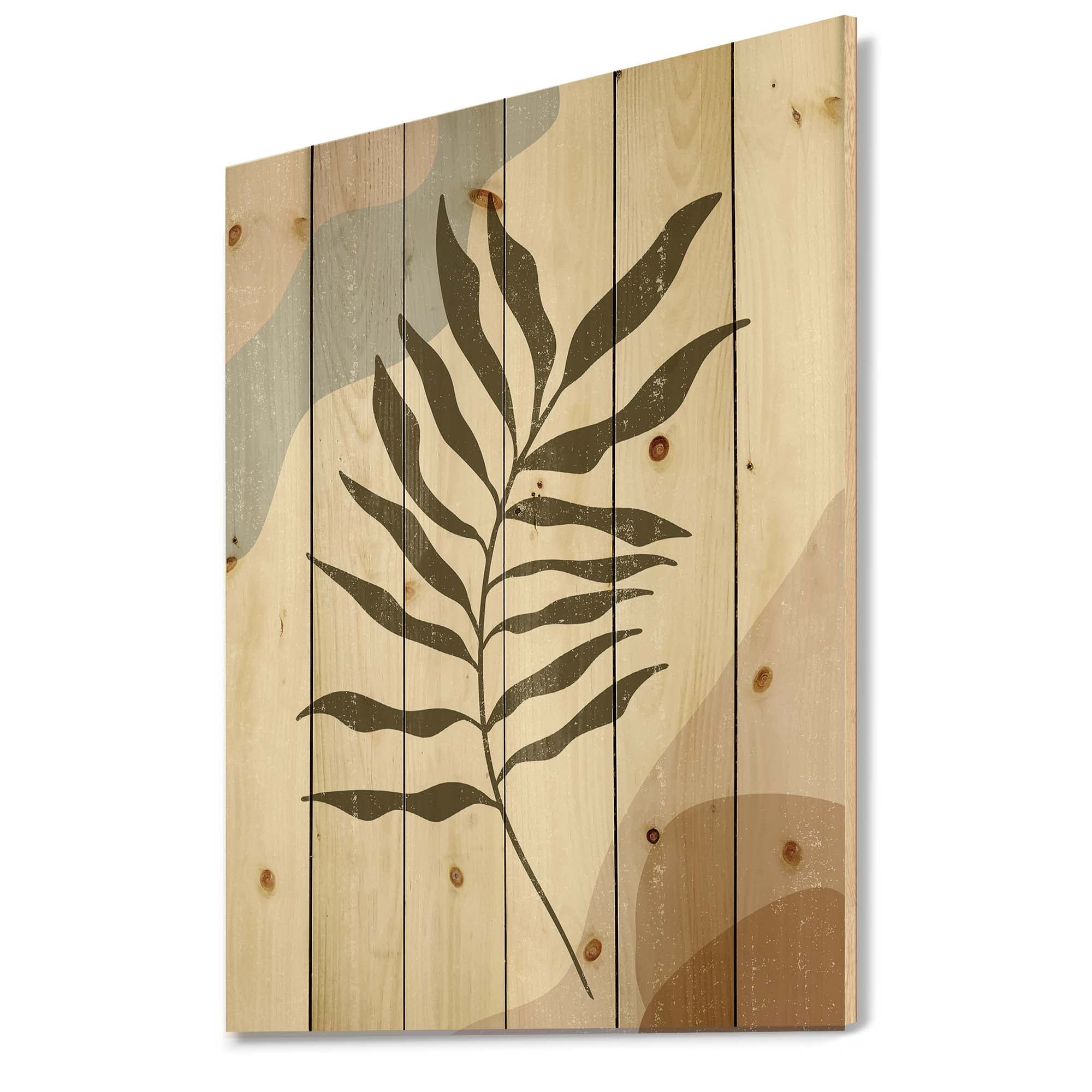 Modern Botanical Leaf Wood Wall Art in Earth Tones - Large Floral Pine Wood Wall Decor for Living Room, Bedroom & Office