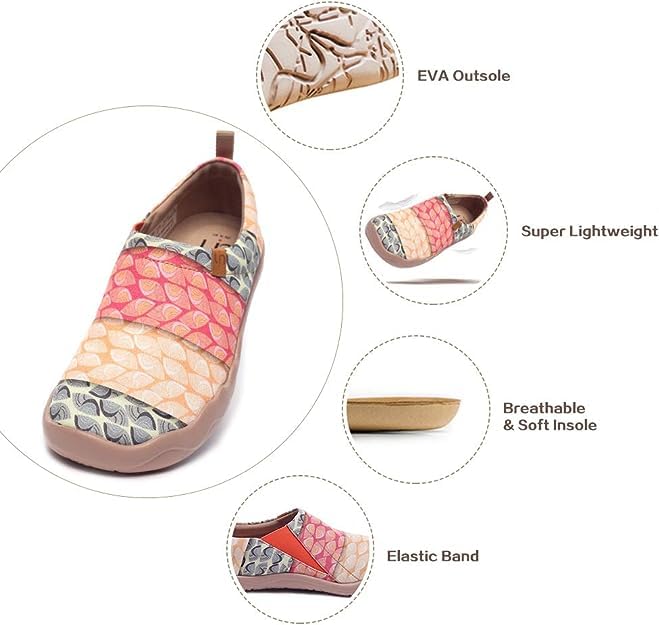 UIN Women's Slip-On Loafers - Lightweight, Breathable & Comfortable Travel Shoes for Walking, Casual Outfits & Everyday Wear