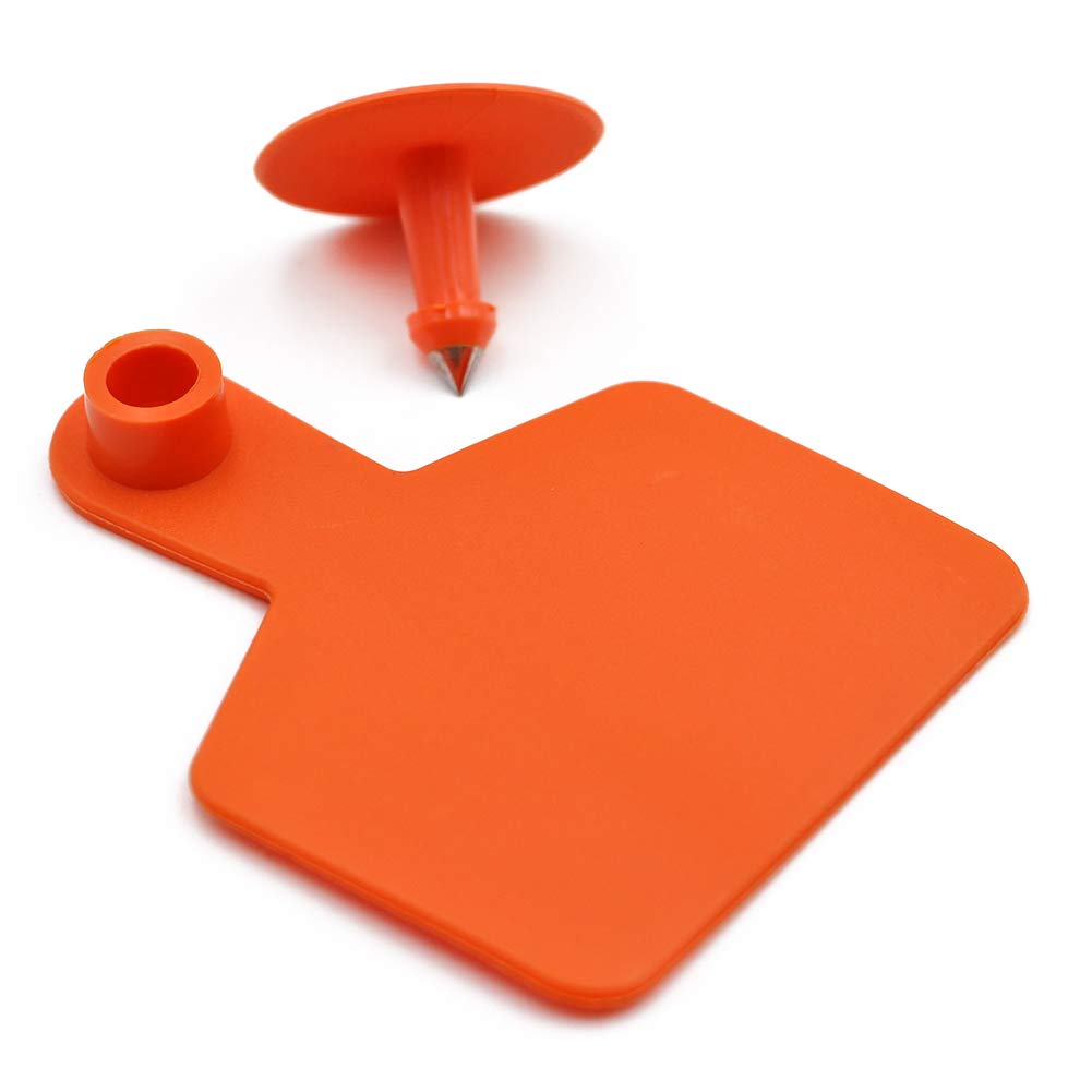 Blank Livestock Ear Tags for Cattle, Cows, Hogs & Sheep - 100pc Orange Animal ID Tags | Farm, Ranch & Dairy Management