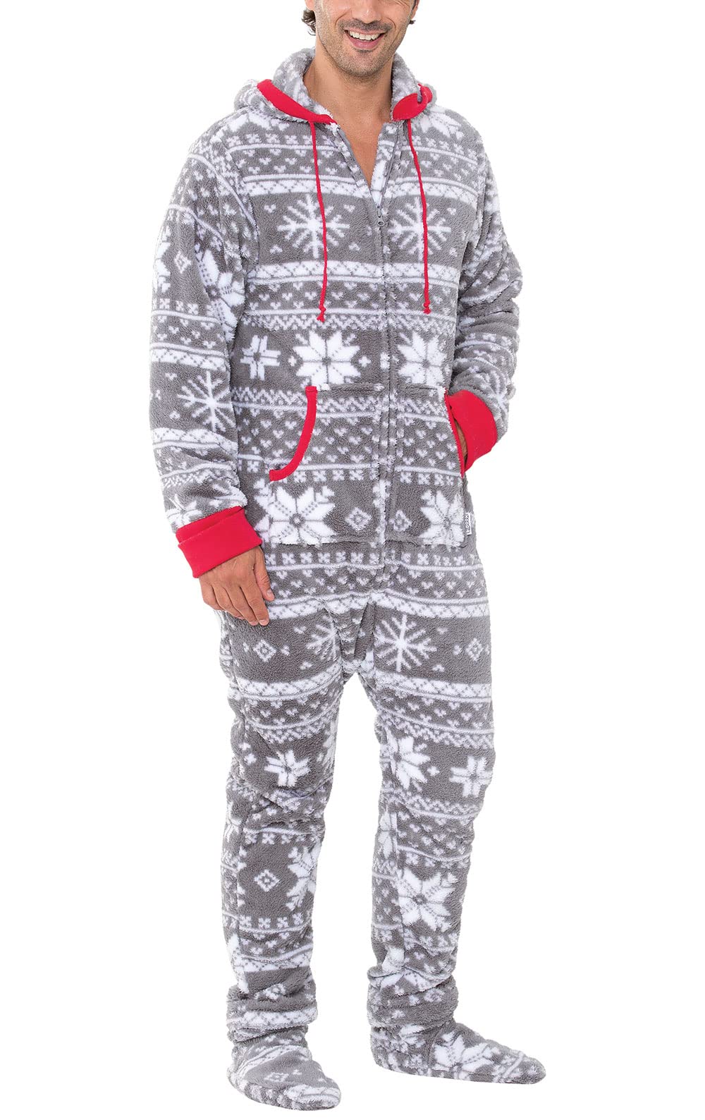 PajamaGram Men's Onesie Pajamas - Soft & Cozy Christmas Sleepwear for Adults | Perfect Holiday Gift & Winter Lounge Wear