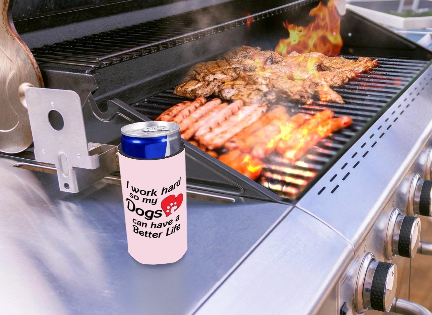 **96-Pack Ultra Slim Can Coolers with Heart Paw Print - Perfect Gifts for Dog Lovers & Men - Keep Drinks Cold at Work, Home, or Outdoors**