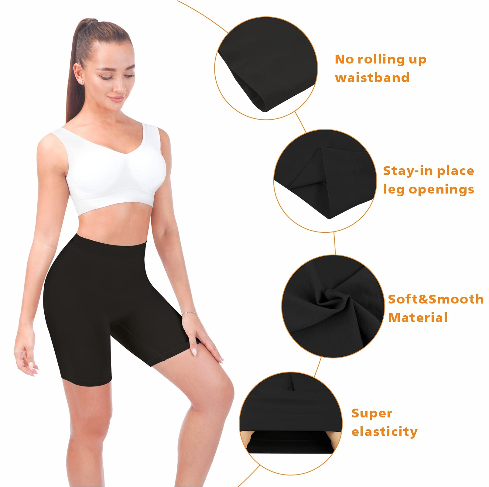 Reamphy 3 Pack Women's Slip Shorts - Breathable Anti-Chafing Yoga Biker Shorts for Under Dresses | Perfect for Summer, Workout & Daily Wear