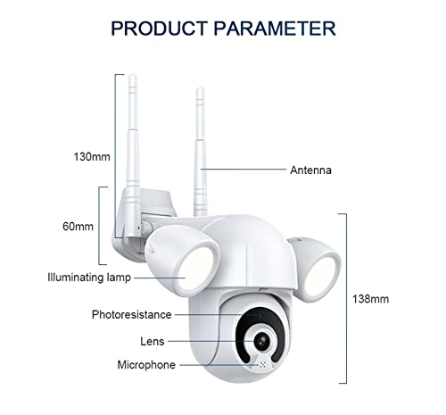 5MP Outdoor Security Camera with Floodlights - Motion-Activated Home Surveillance System, 2-Way Audio & Auto Night Vision, IP66 Waterproof for Backyard, Garage & Front Door Protection (Works with Alexa/Google Assistant) - Perfect for 24/7 Home Security and Property Monitoring