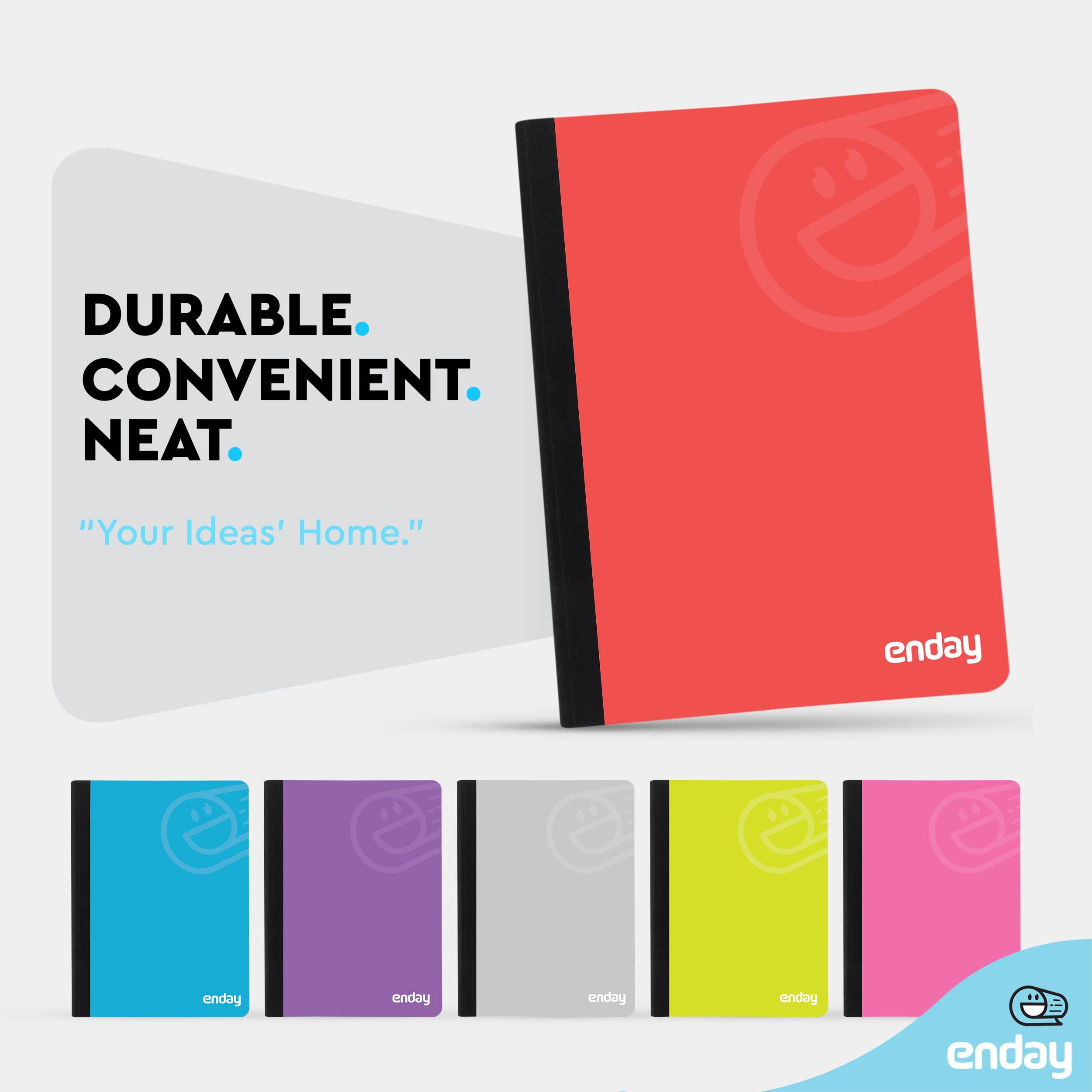 Enday 96-Pack Wide Ruled Composition Notebooks with Red Hard Covers - 100 Sheets Premium Lined Paper for School, Office & Journaling - Bulk Pack of Durable Writing Notebooks for Students & Professionals