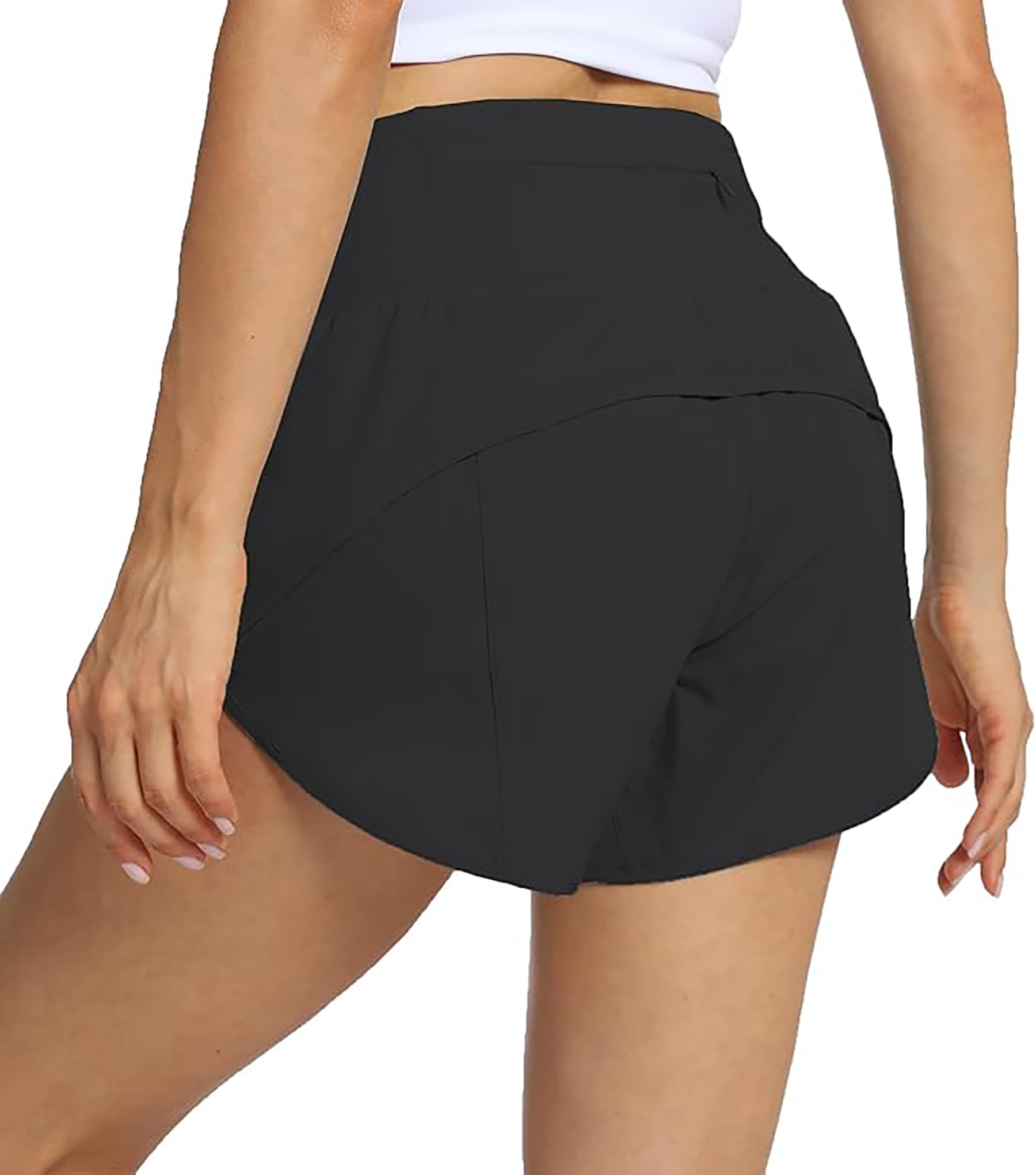 Rrosseyz Women's High Waisted Running Shorts with Liner - Lightweight Athletic Workout Shorts with Pockets for Gym, Jogging & Outdoor Activities | Perfect for Yoga, HIIT & Summer Sports