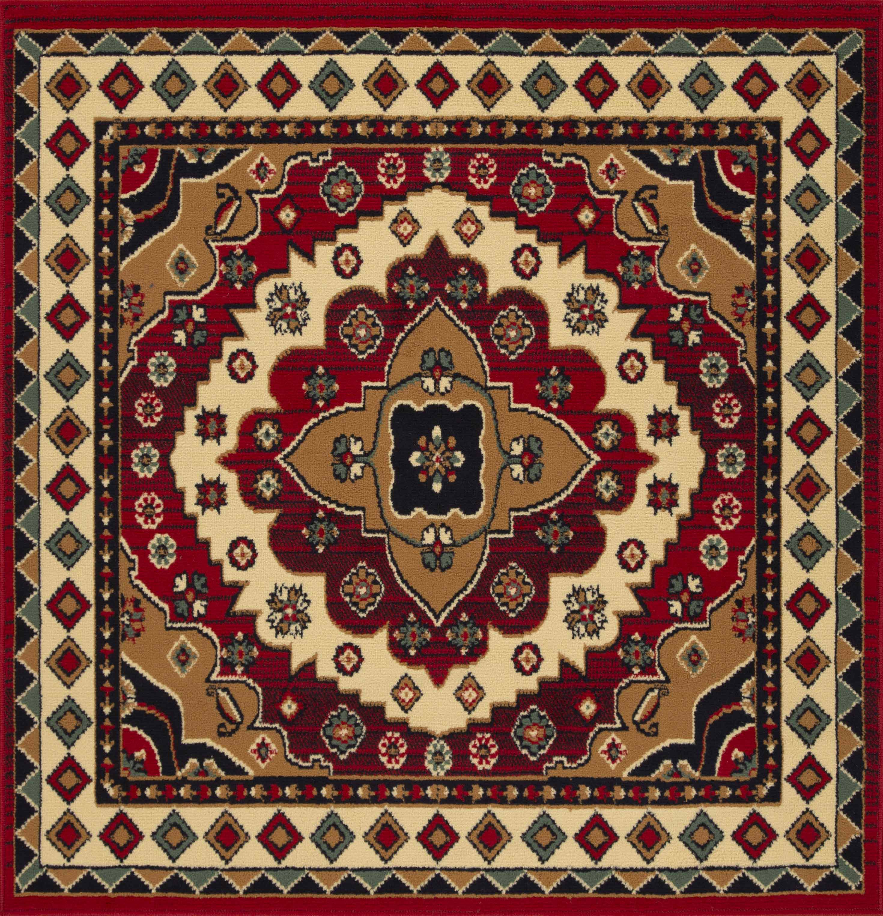 Aztec Southwestern Medallion Geometric Diamond Ikat Indoor Area Rug - Non-Slip Boho Chic Living Room Carpet for Bedroom, Dorm & Home Decor