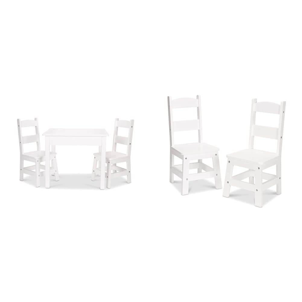 Melissa & Doug White Wooden Kids Table and 4 Chairs Set - Toddler-Sized Furniture for Playroom, Classroom & Indoor Play Area