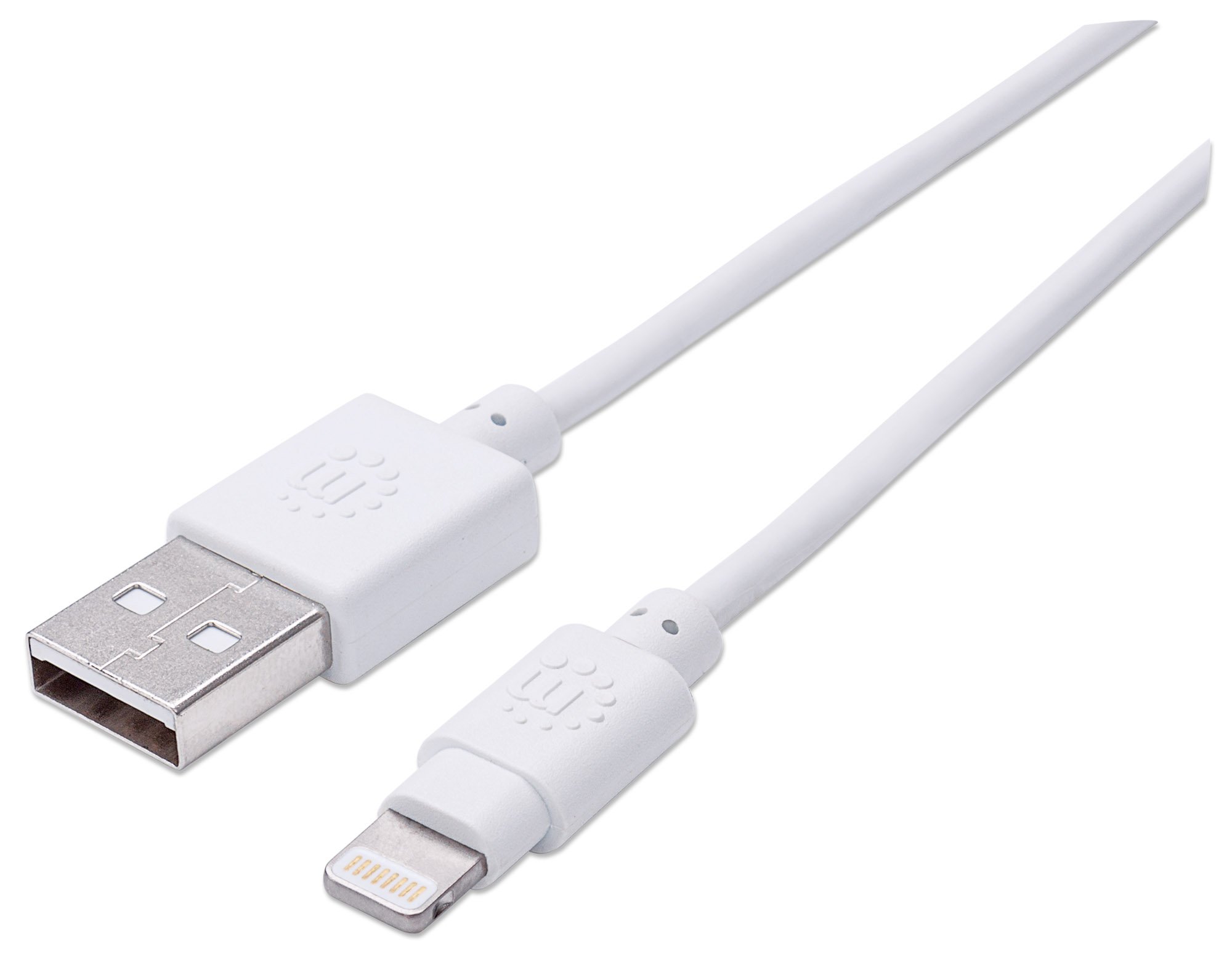 Premium Manhattan iLynk Lightning Cable - 10ft/3m Fast Charging & Sync Cable for iPhone 14/13/12/11/X/8/7/6 - Durable 8-Pin to USB-A Cable (White) - Perfect for Home, Office & Travel Charging