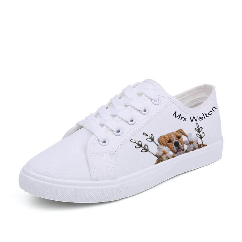 Custom Embroidered Pet Wedding Sneakers for Dogs & Cats | Personalized Bridal Shoes for Women US Size 9 | Handmade Wedding Sneakers for Pets | Perfect for Pet-Inclusive Weddings & Photo Shoots