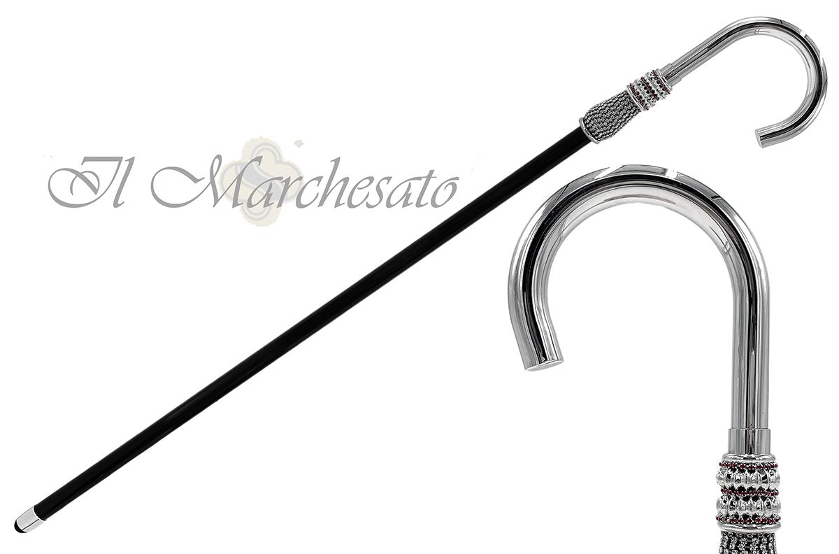 Handmade in Italy Silver Plated Luxury Walking Cane - Elegant Mobility Aid for Formal Events & Vintage Fashion Accessory