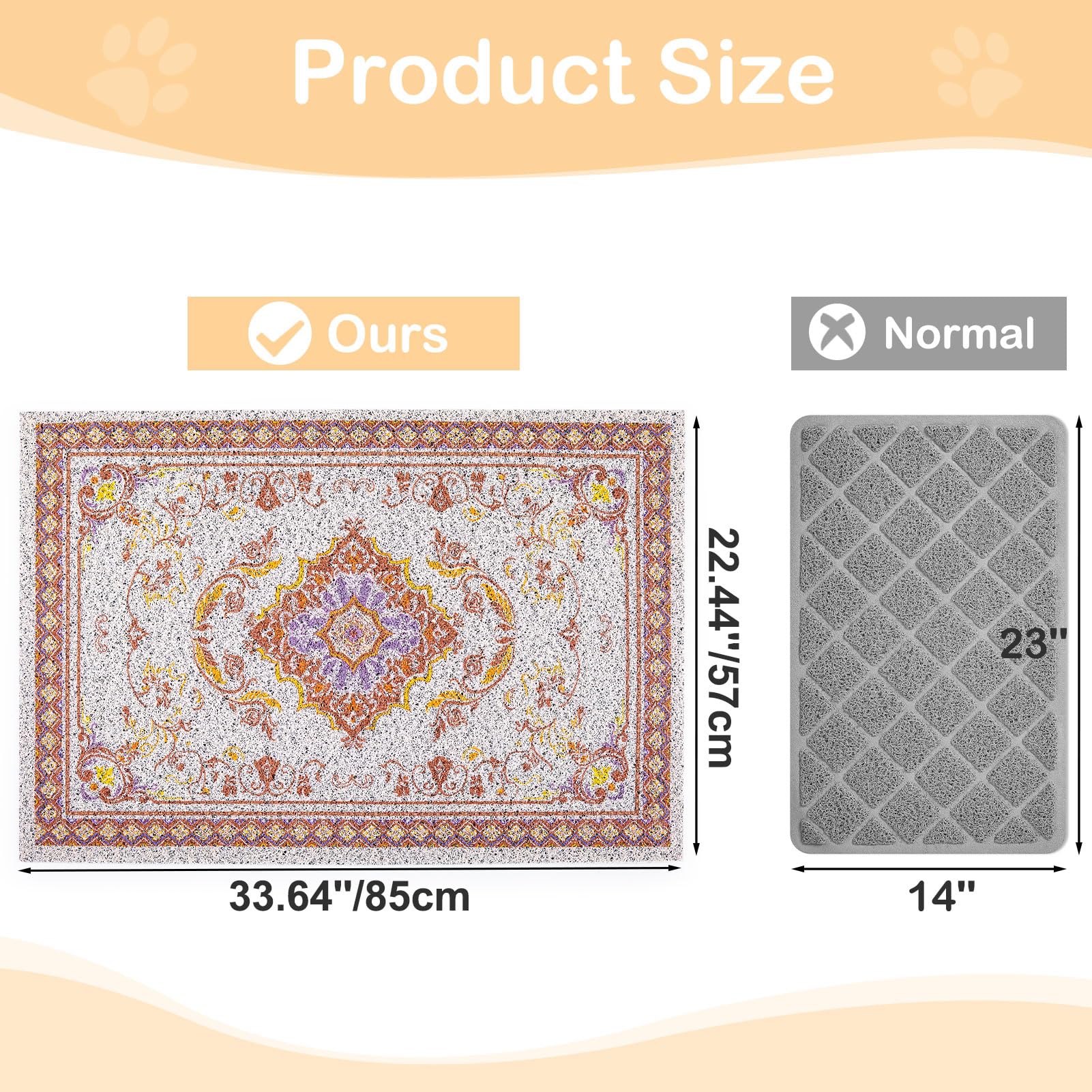 **Glittme Soft Non-Slip Waterproof Cat Litter Mat - Washable & Easy to Clean Litter Box Mat for Kitty, Traps Litter & Food Scatter - Perfect for Indoor Cats & Multi-Cat Homes**