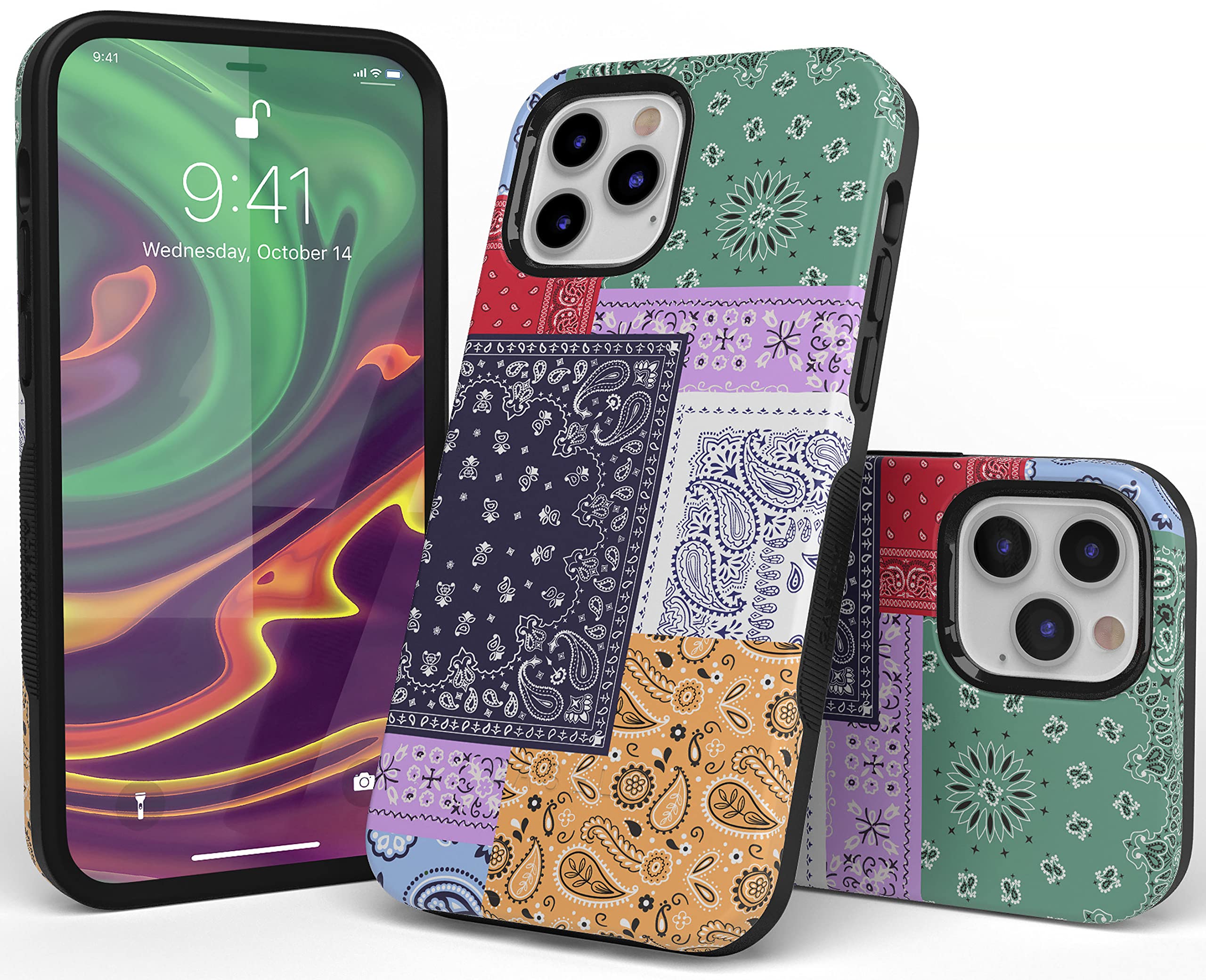Casely iPhone 11 Pro Max Case - Stylish Patchwork Bandana Design with Swatch It Up Pattern | Protective Phone Cover for Everyday Use, Travel & Fashion Accessories