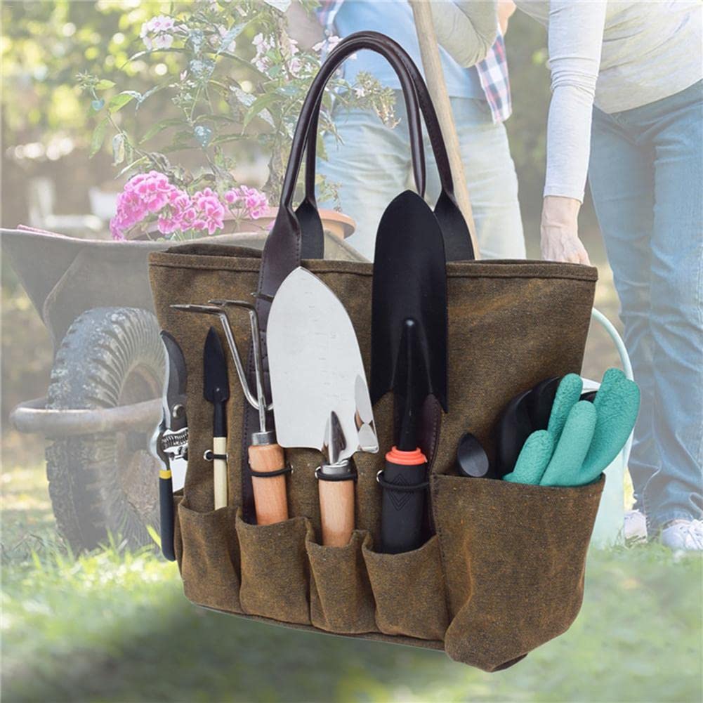 Durable 8-Pocket Garden Tool Bag Organizer for Gardening & Hardware Storage