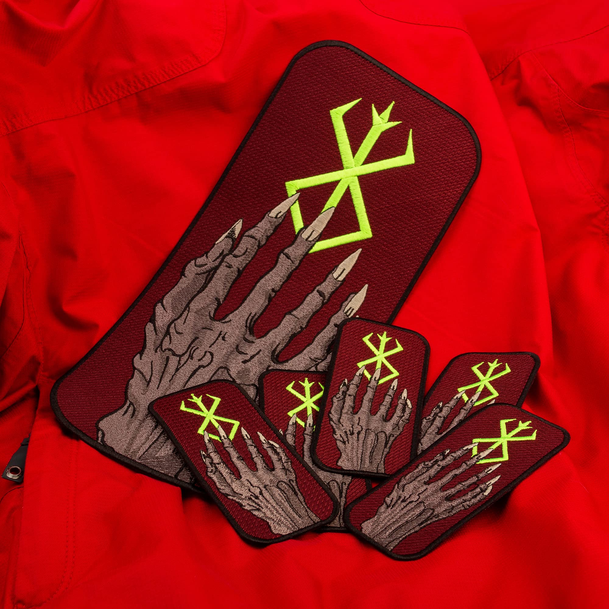 Berserk Sacrifice Patch - Demon's Hand Iron On Embroidered Patch 2.3x5.1 inches - Fantasy Manga Anime Gift for Fans - Perfect for Jackets, Backpacks & Cosplay Costumes