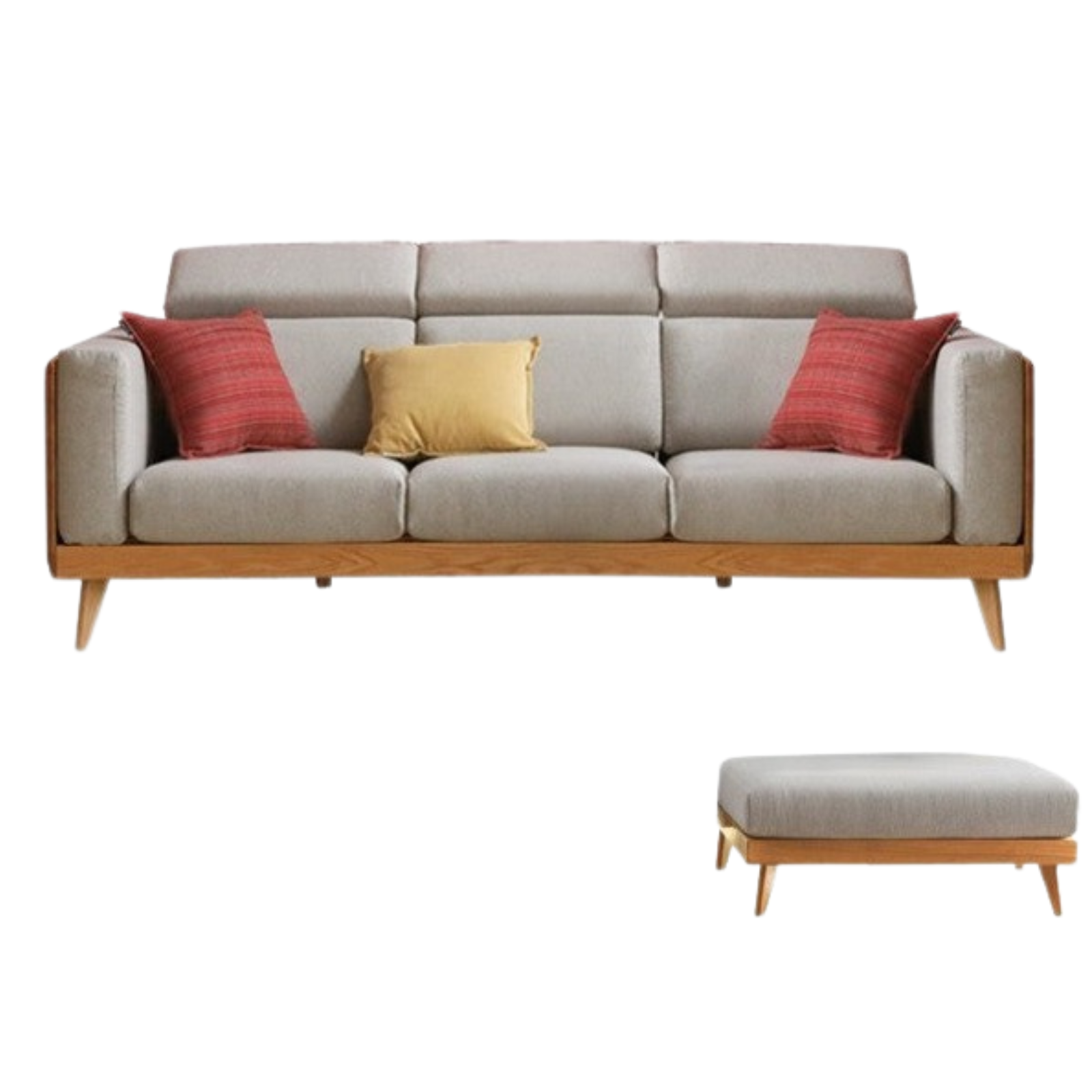 Oak & Ash Solid Wood Modern Fabric Sofa - Contemporary Living Room Furniture for Comfortable Lounging & Stylish Home Decor