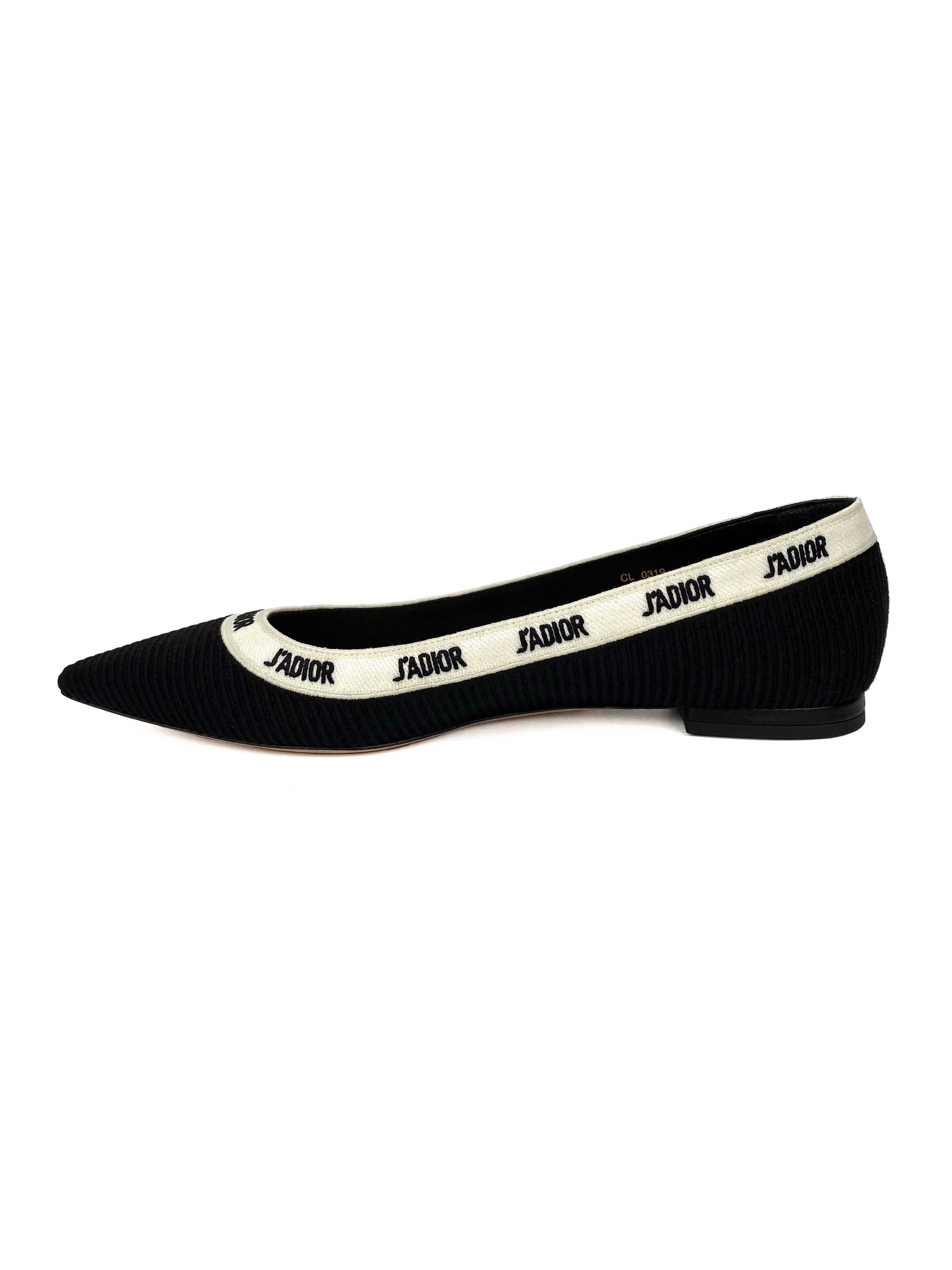Dior Black J'adior Ballet Flats Women's Size 40 - Elegant Pointed Toe Flat Shoes for Women | Perfect for Office, Party & Casual Wear