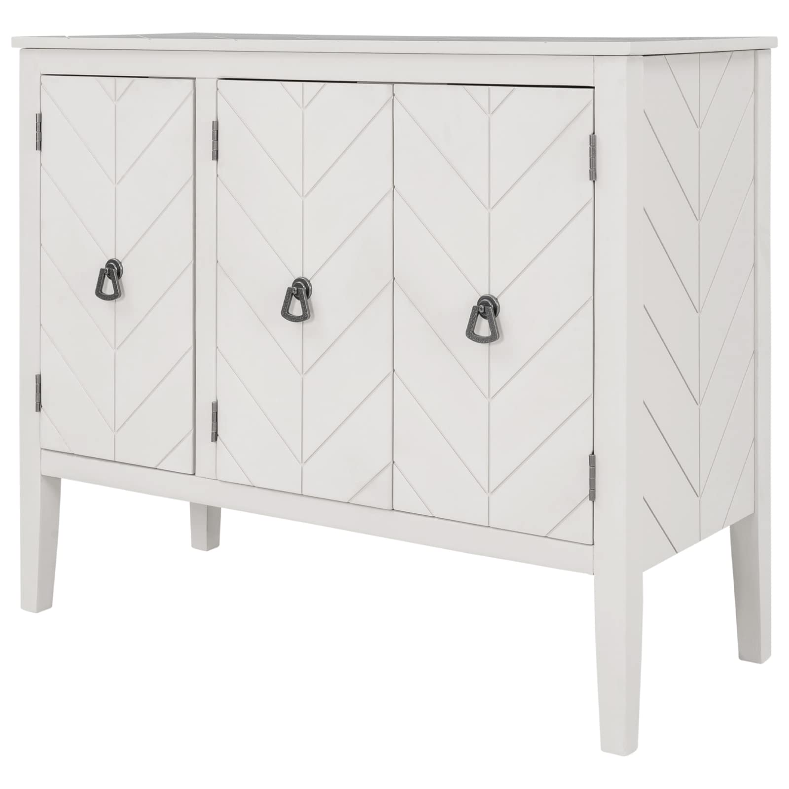 Antique White Wooden Accent Storage Cabinet with Adjustable Shelf - Stackable Sideboard Buffet Cabinet, Modern Console Table for Entryway, Living Room, Bedroom - Easy Assembly, Cream White | Perfect for Home Organization, Farmhouse Decor & Small Space Storage Solutions